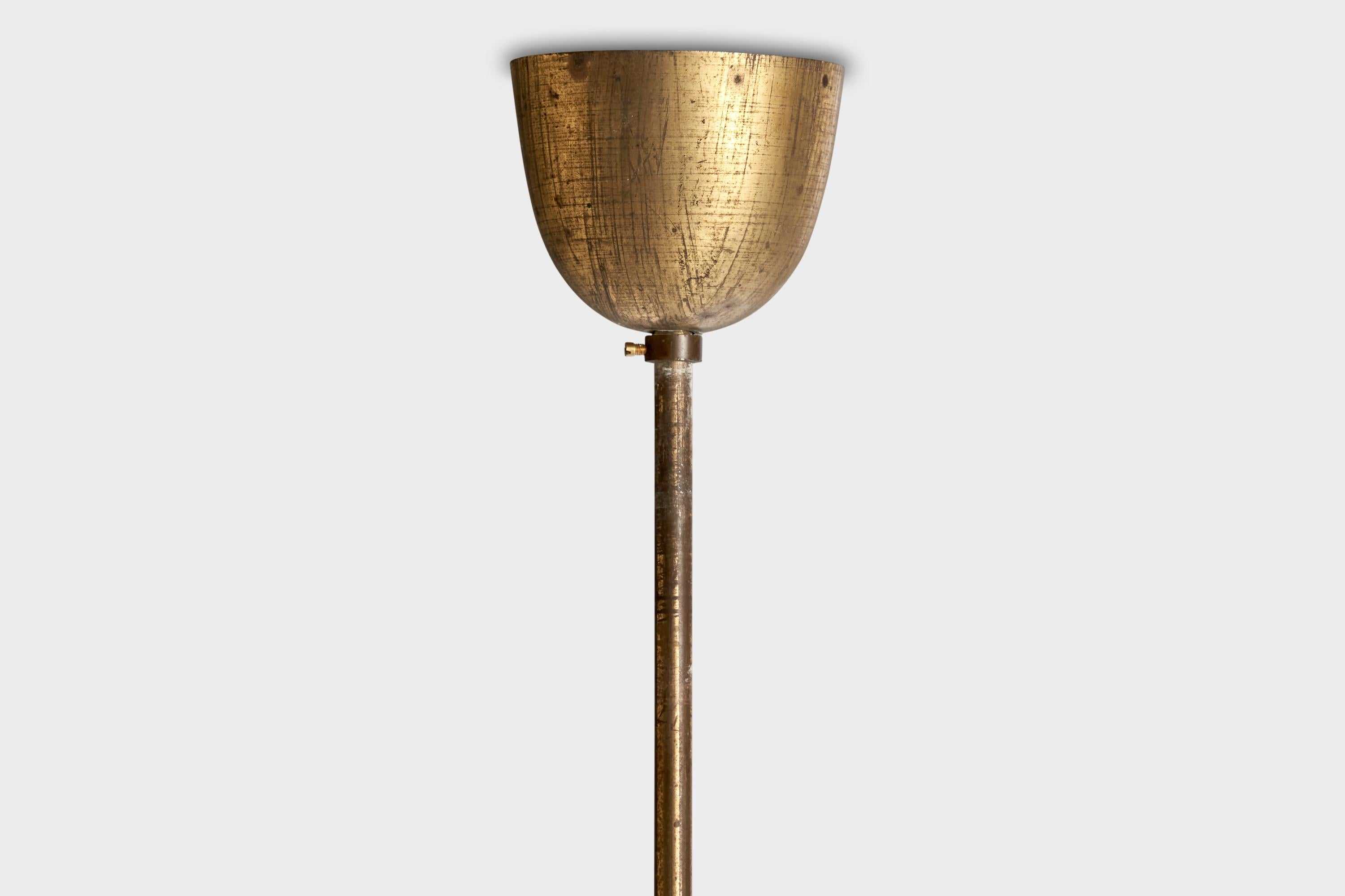 Karl Hagenauer, Chandelier, Brass, Glass, Austria, 1940s For Sale 2