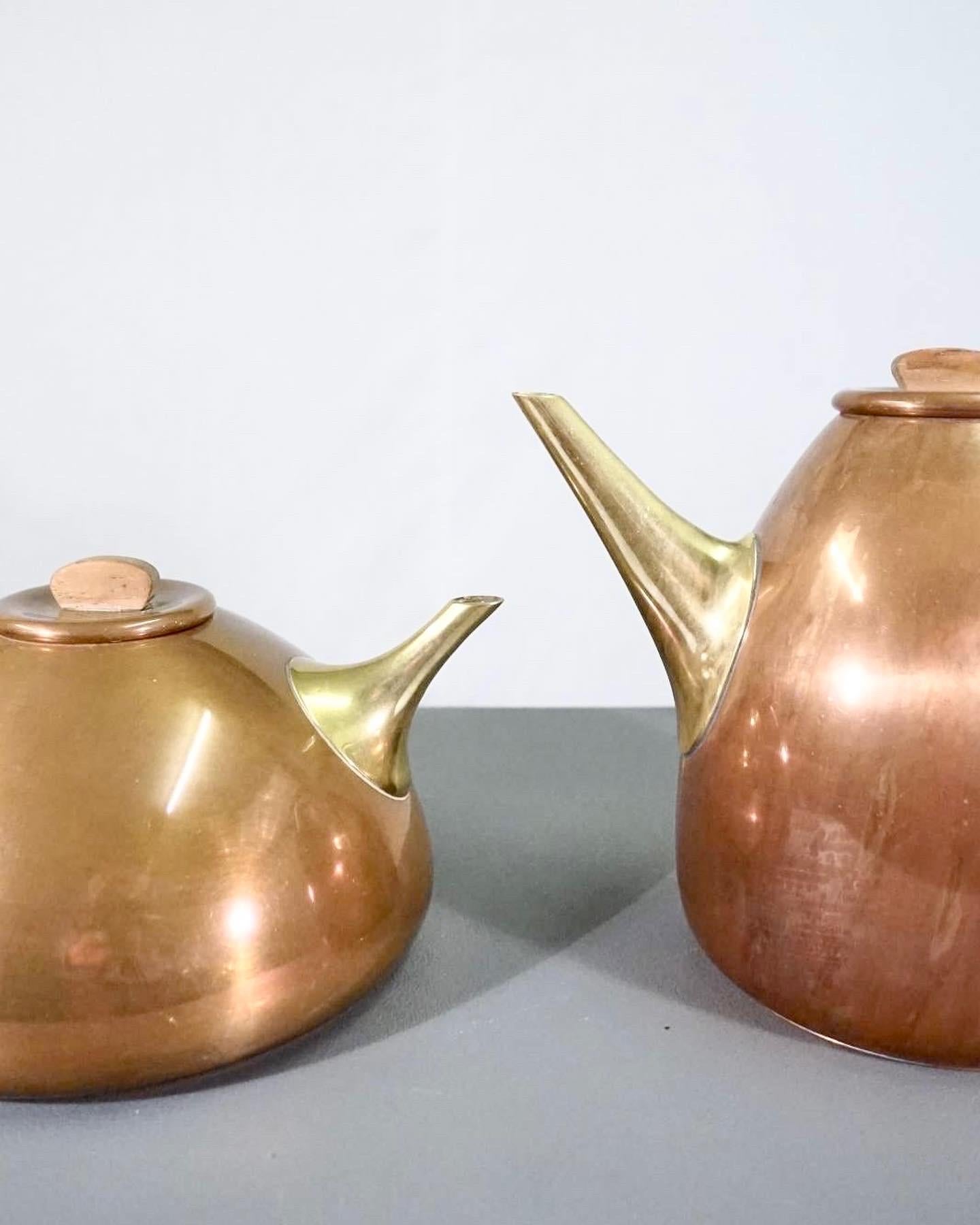 Danish Karl Hagenauer Coffe and Tea Set in Copper and Brass by Illums Bolighus