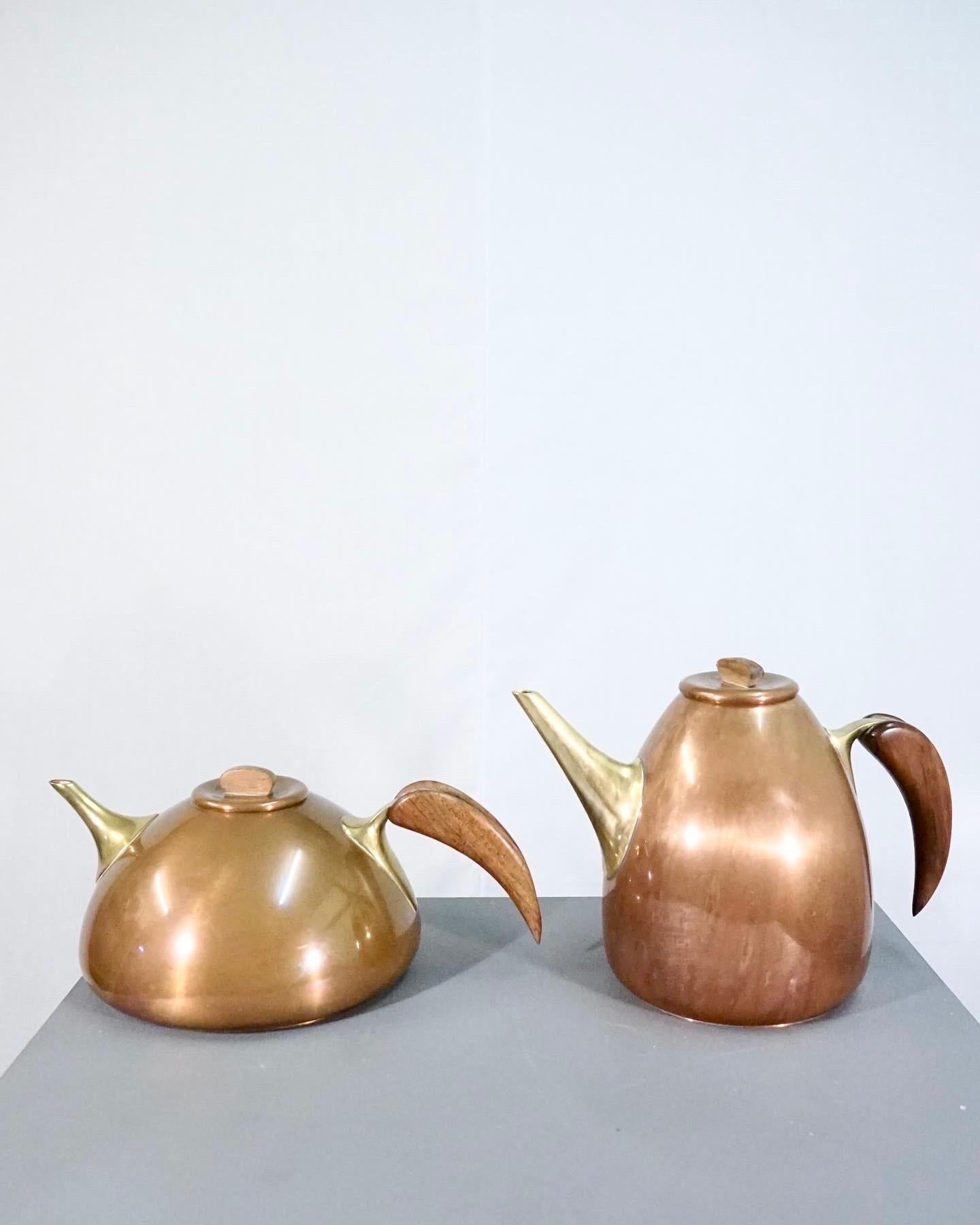 Patinated Karl Hagenauer Coffe and Tea Set in Copper and Brass by Illums Bolighus