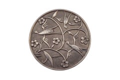 Karl Hagenauer Early Brooch Alpacca with Flowers and Bird, circa 1920