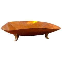 Karl Hagenauer Hand-Hammered Footed Copper and Brass Bowl