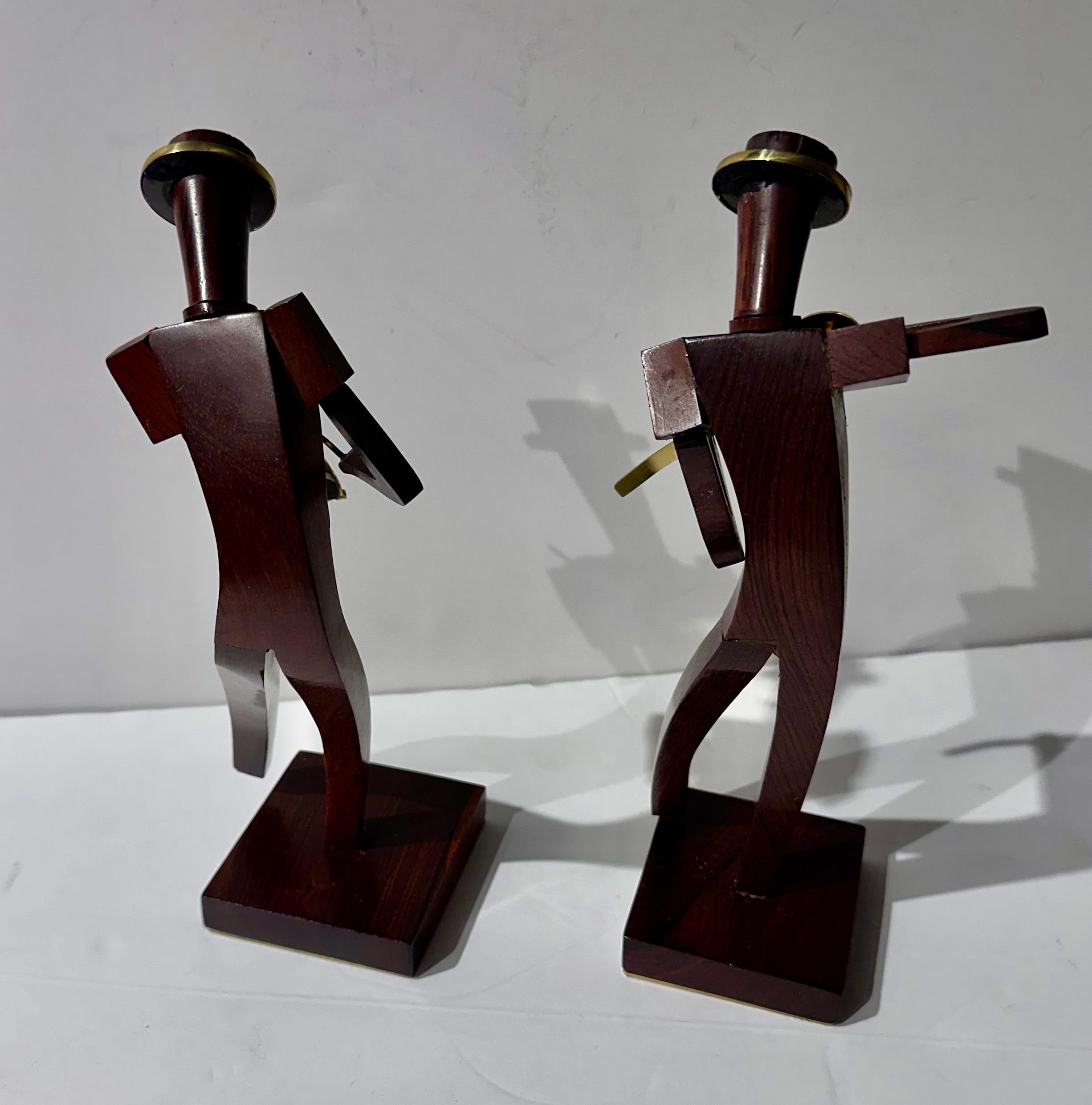 Karl Hagenauer Pair of Art Deco Bronze & Wood Musicians In Good Condition For Sale In Oakland, CA