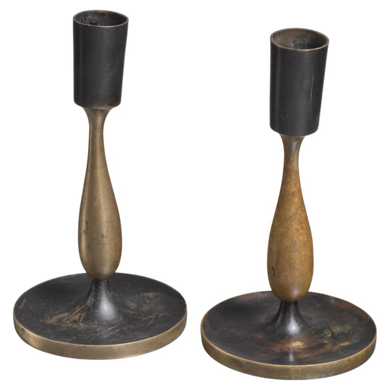 Karl Hagenauer pair of brass candlesticks, Austria For Sale