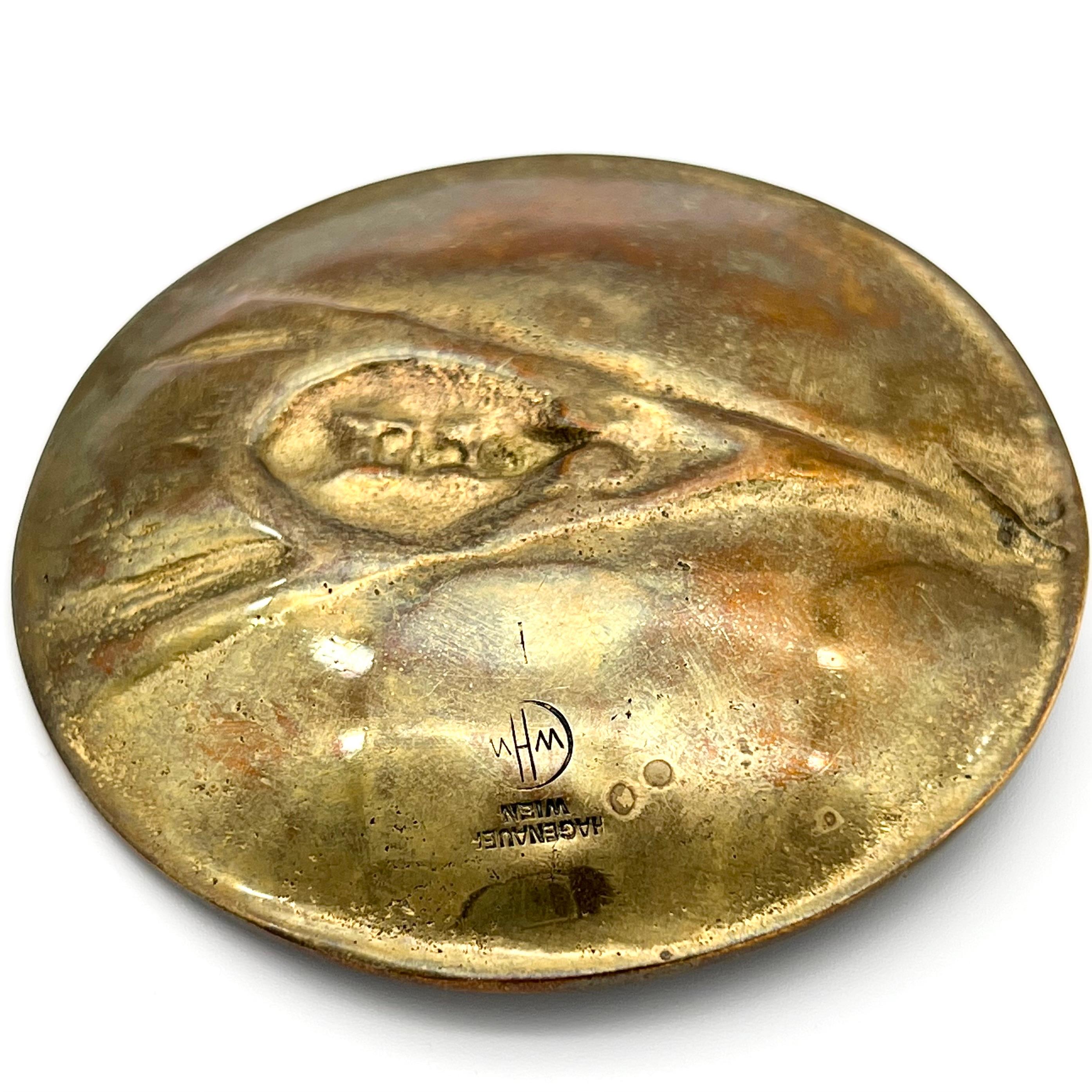 Karl Hagenauer Solid Brass Face Ashtray, Designed 1900, Manufactured
