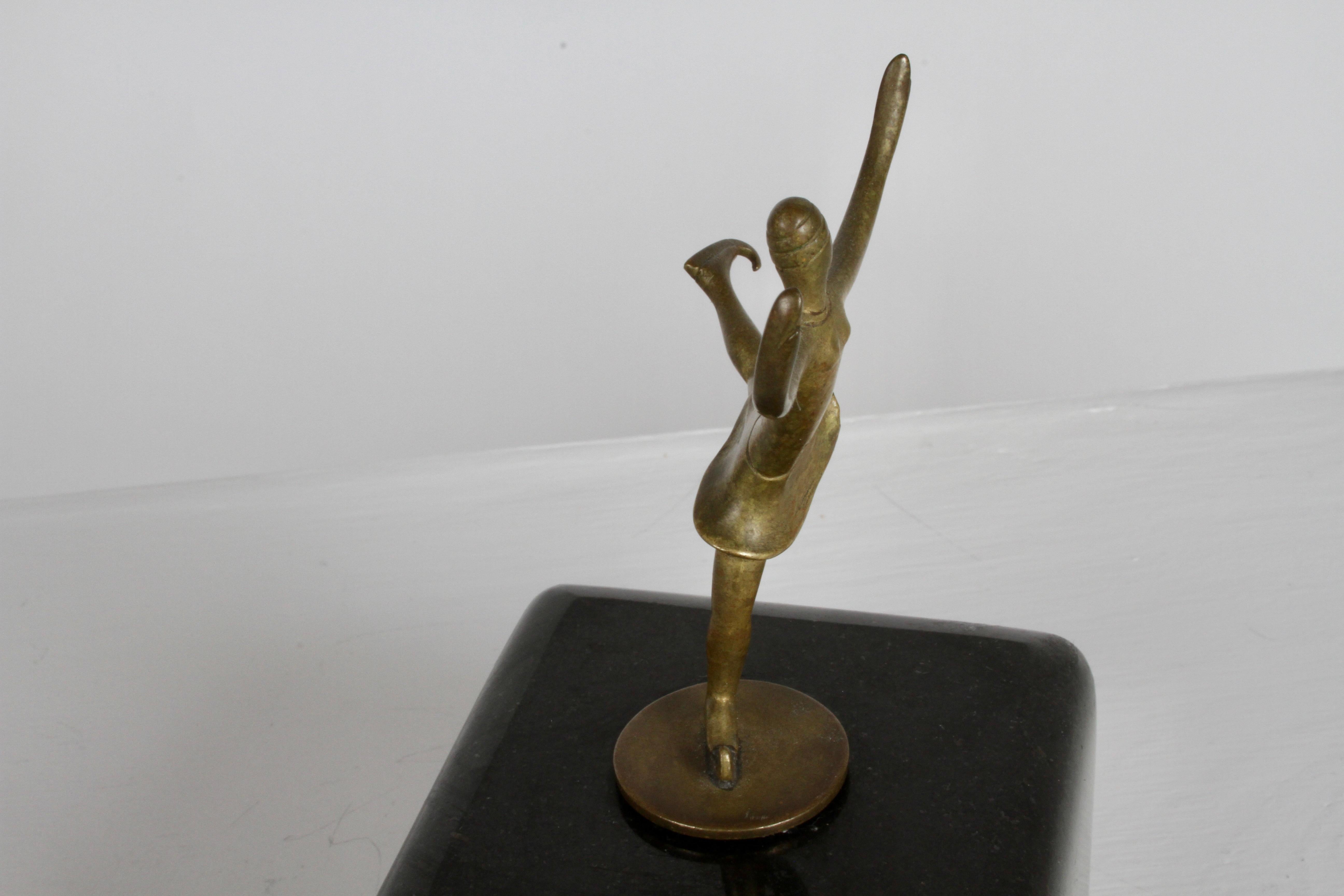 Karl Hagenauer (wHw) 1920s Wiener Werkstätte Bronze Miniature Figure Skater For Sale 1
