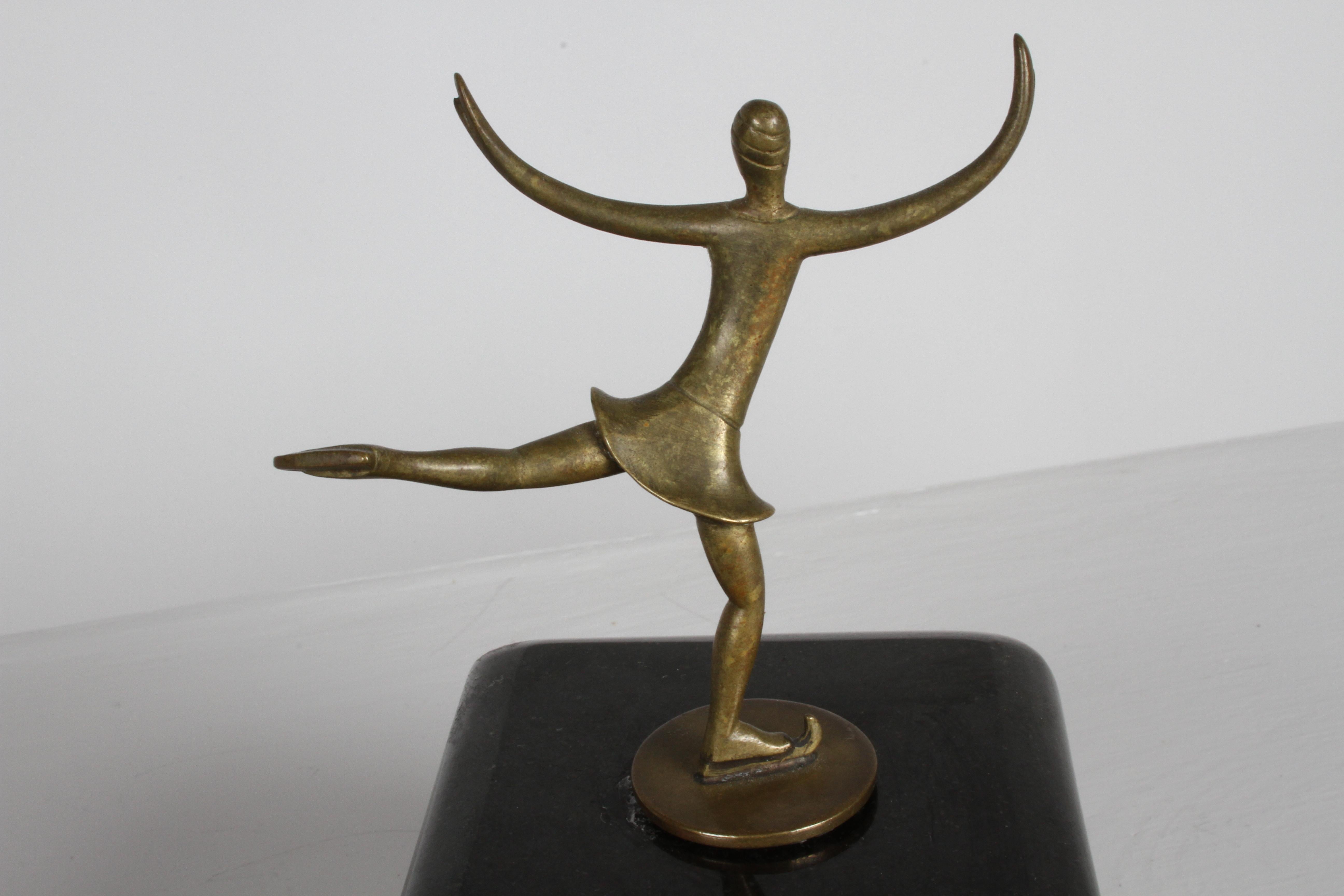 Karl Hagenauer (wHw) 1920s Wiener Werkstätte Bronze Miniature Figure Skater For Sale 3