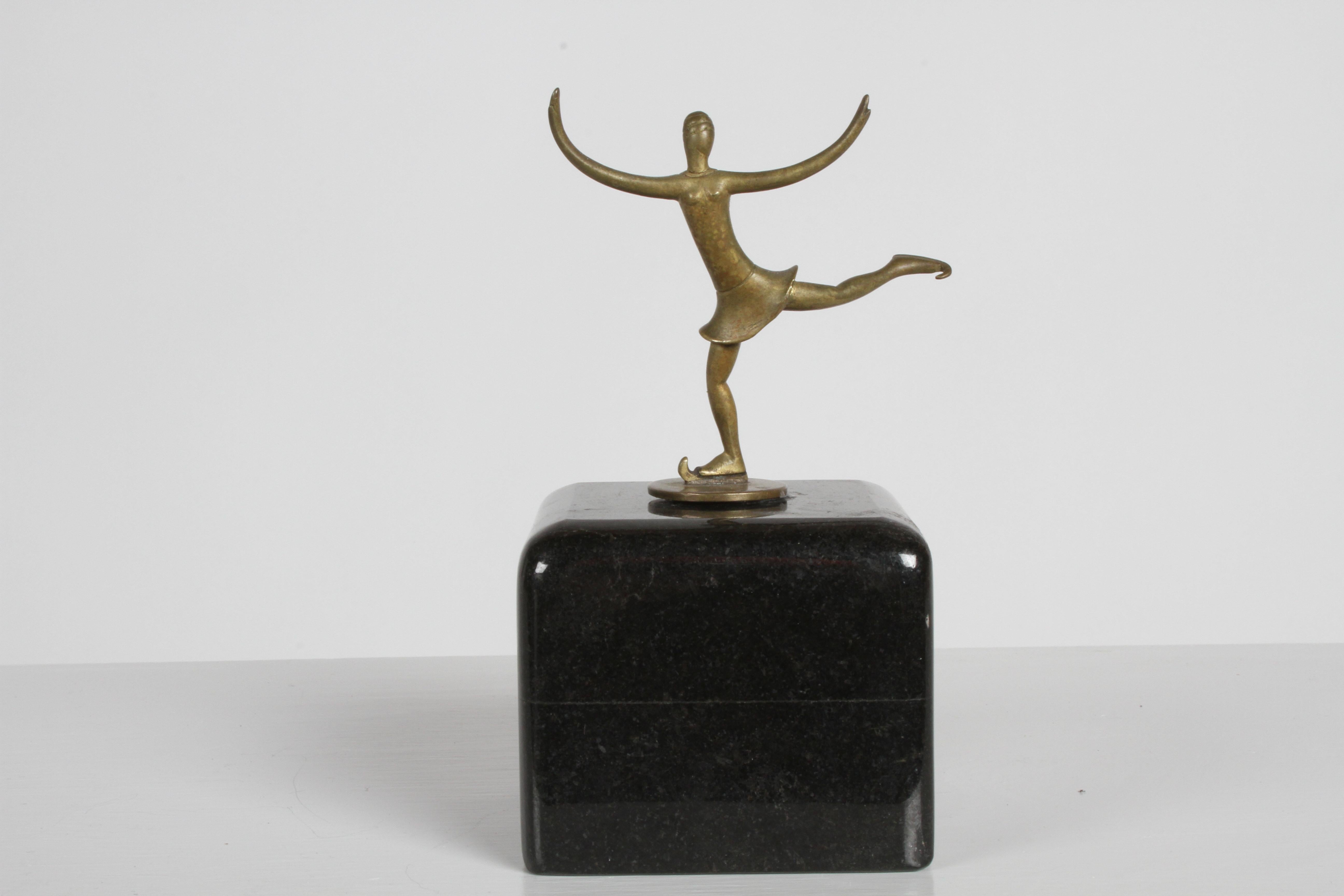 Karl Hagenauer (wHw) 1920s Wiener Werkstätte Bronze Miniature Figure Skater For Sale 7