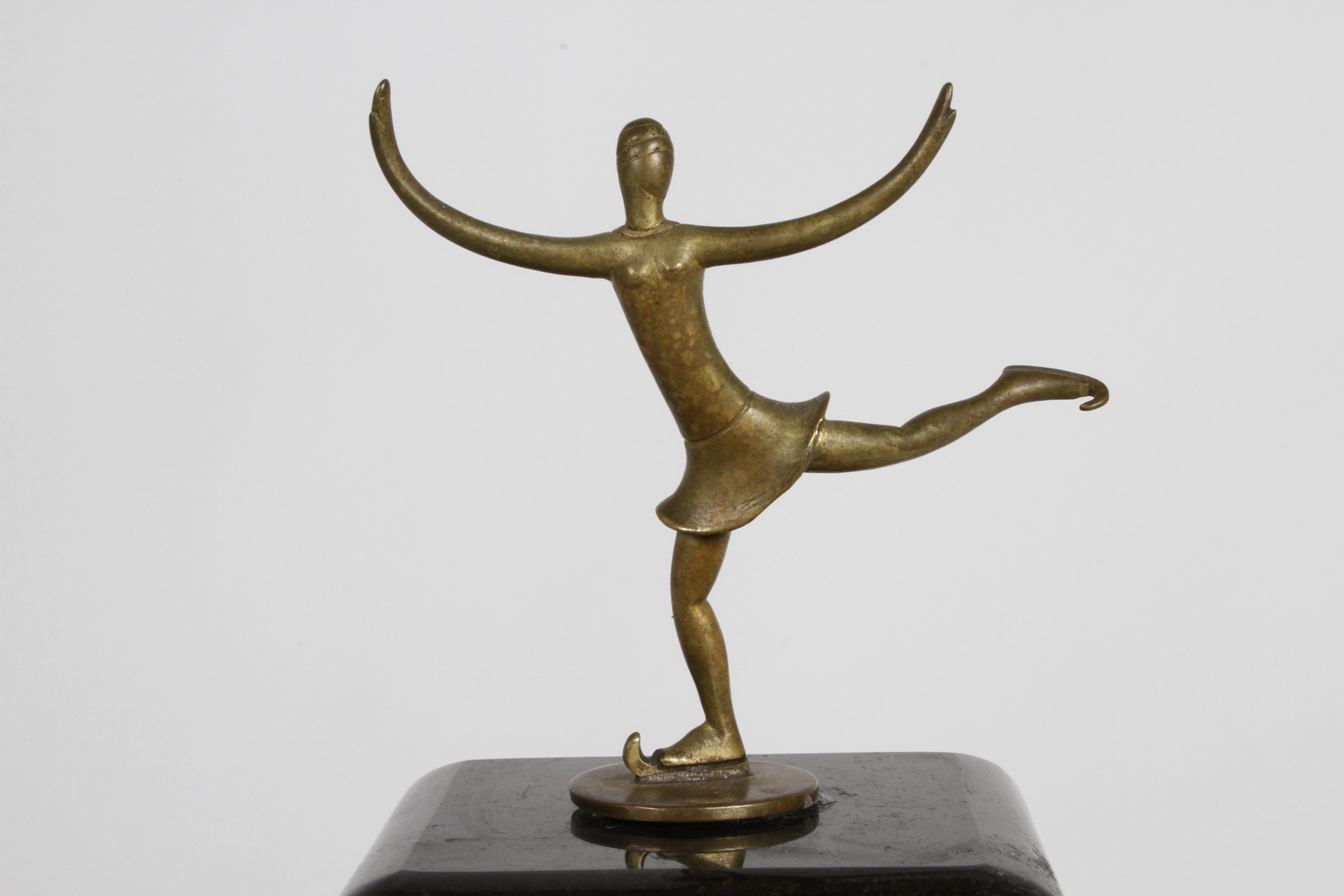 Karl Hagenauer (wHw) 1920s Wiener Werkstätte Bronze Miniature Figure Skater  For Sale 1