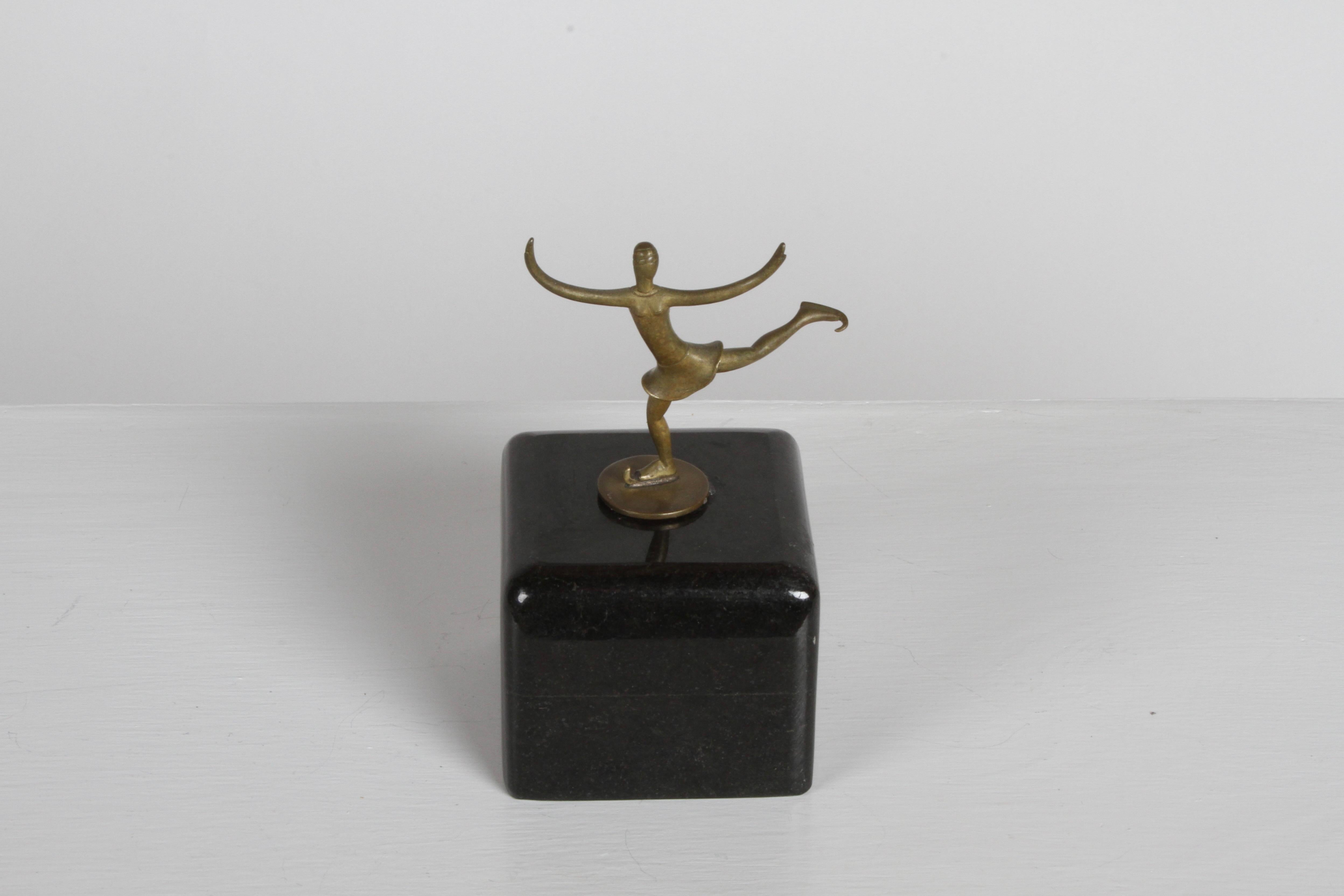 Karl Hagenauer (wHw) 1920s Wiener Werkstätte Bronze Miniature Figure Skater In Good Condition For Sale In St. Louis, MO