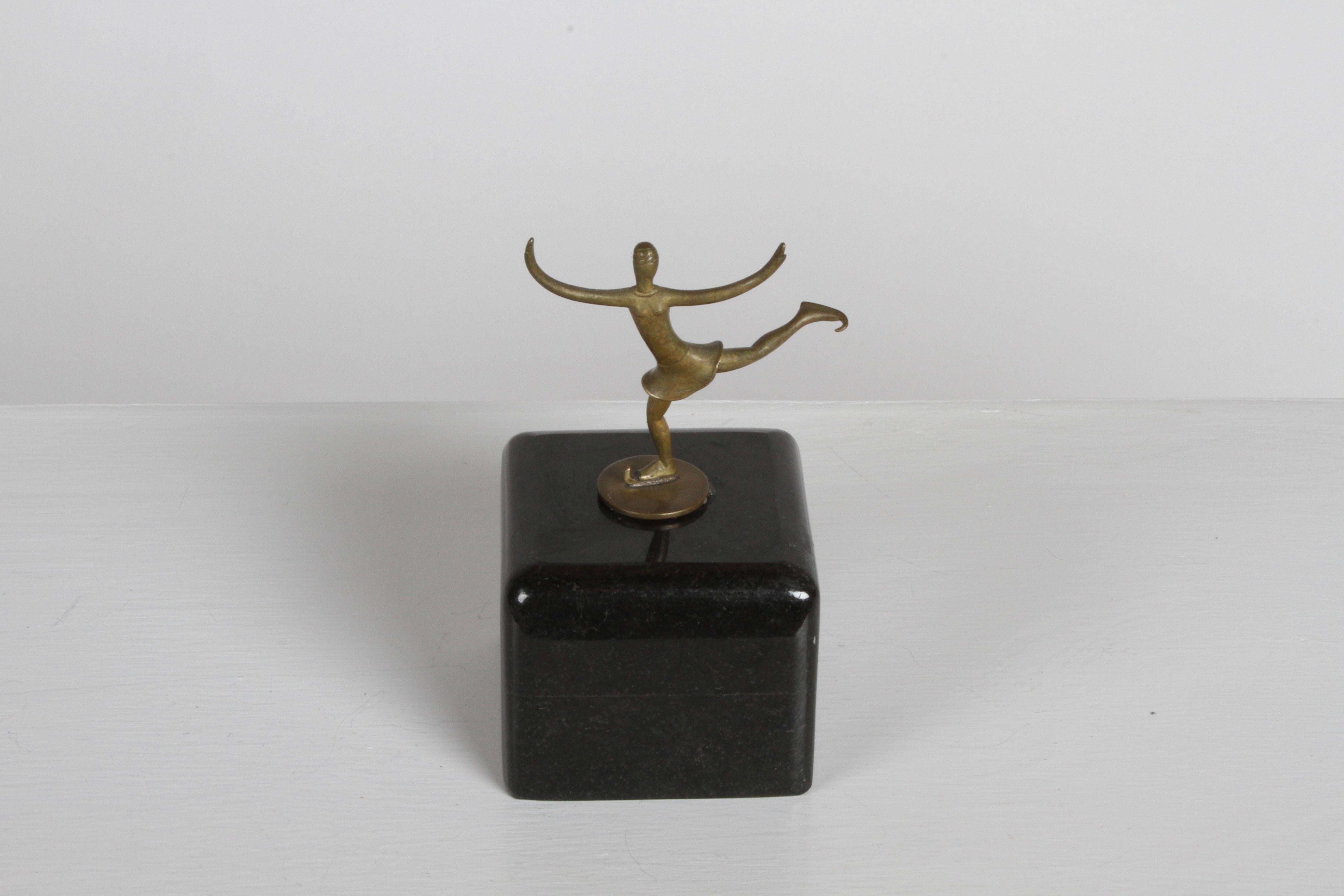 Karl Hagenauer (wHw) 1920s Wiener Werkstätte Bronze Miniature Figure Skater  In Good Condition For Sale In St. Louis, MO