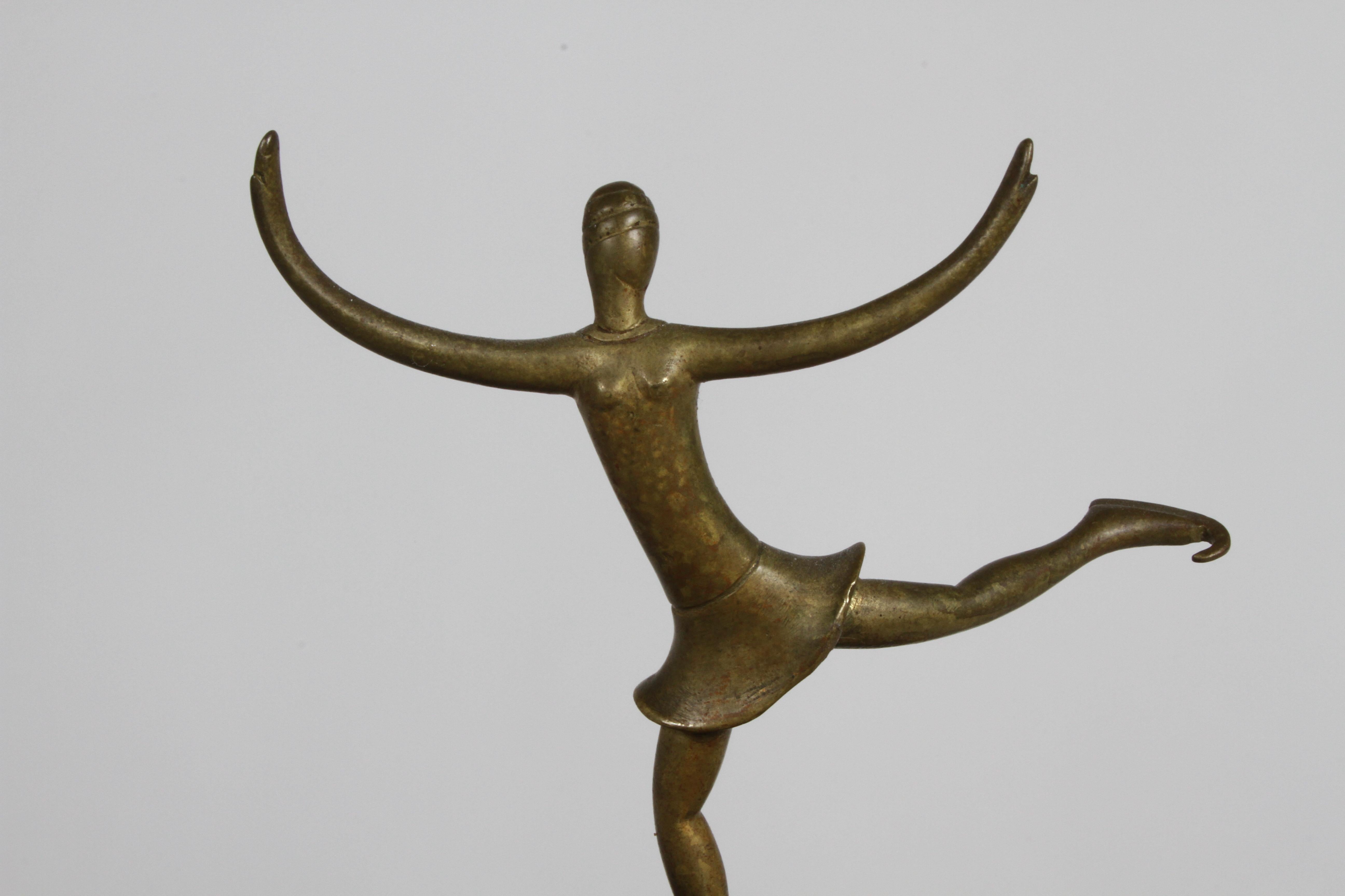 Karl Hagenauer (wHw) 1920s Wiener Werkstätte Bronze Miniature Figure Skater  For Sale 3