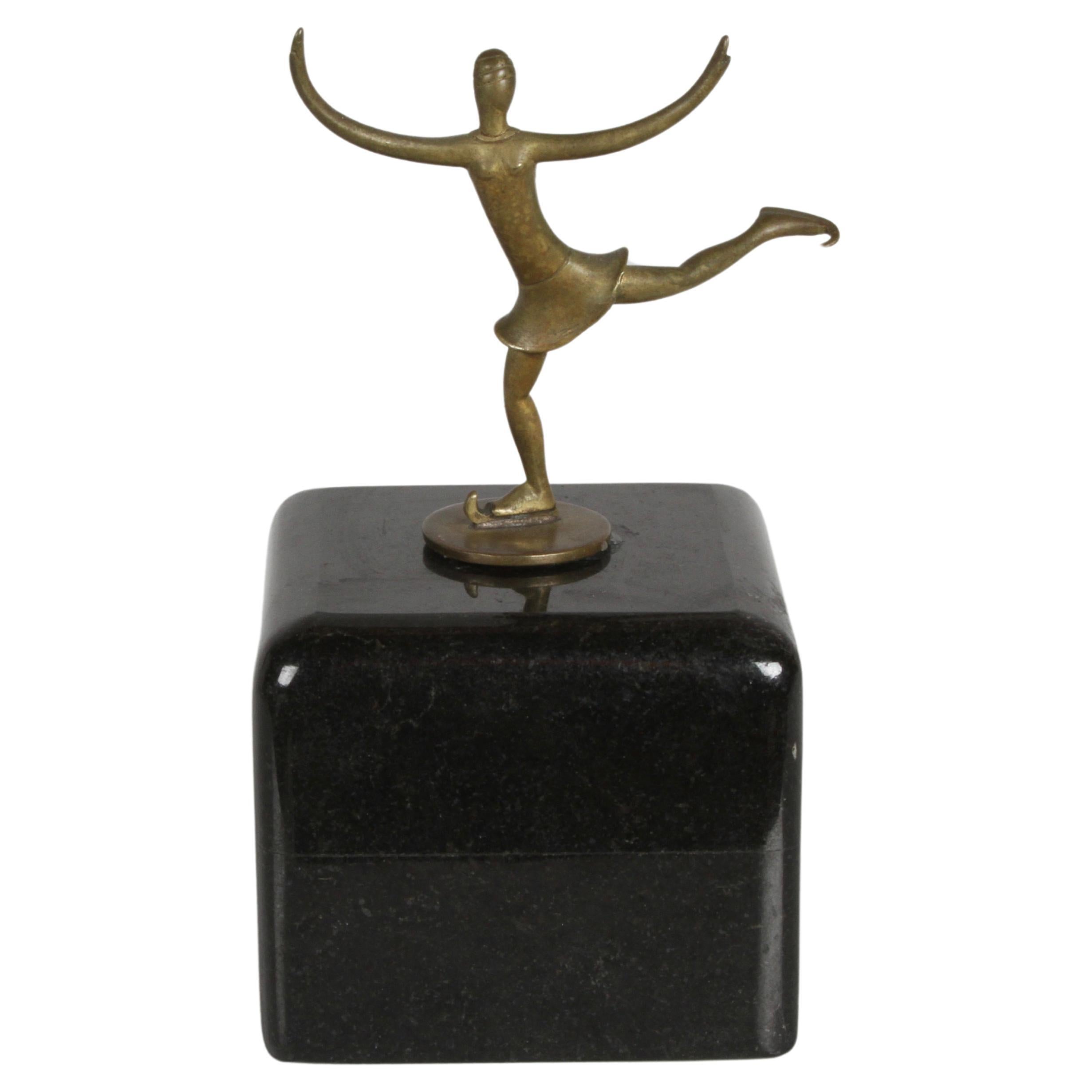 Karl Hagenauer (wHw) 1920s Wiener Werkstätte Bronze Miniature Figure Skater