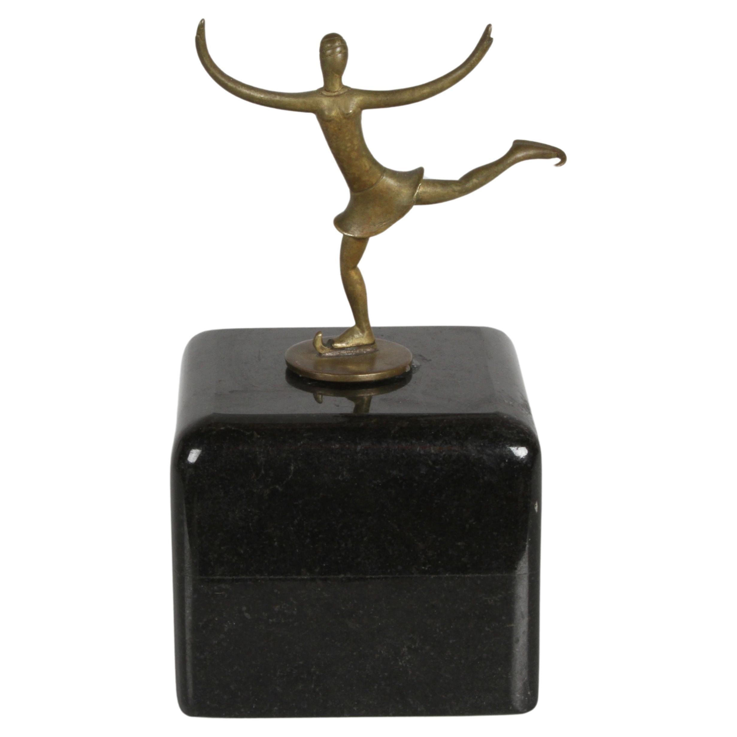 Karl Hagenauer (wHw) 1920s Wiener Werkstätte Bronce Miniatura Figura Patinadora 