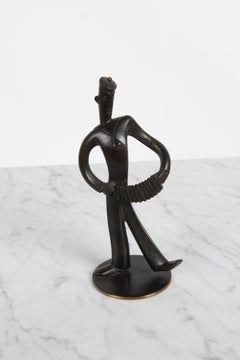 Karl Hagenauer (wHw) 1930er Jahre Wiener Werkstätte Bronze Seemannsfigur mit Akkordeon