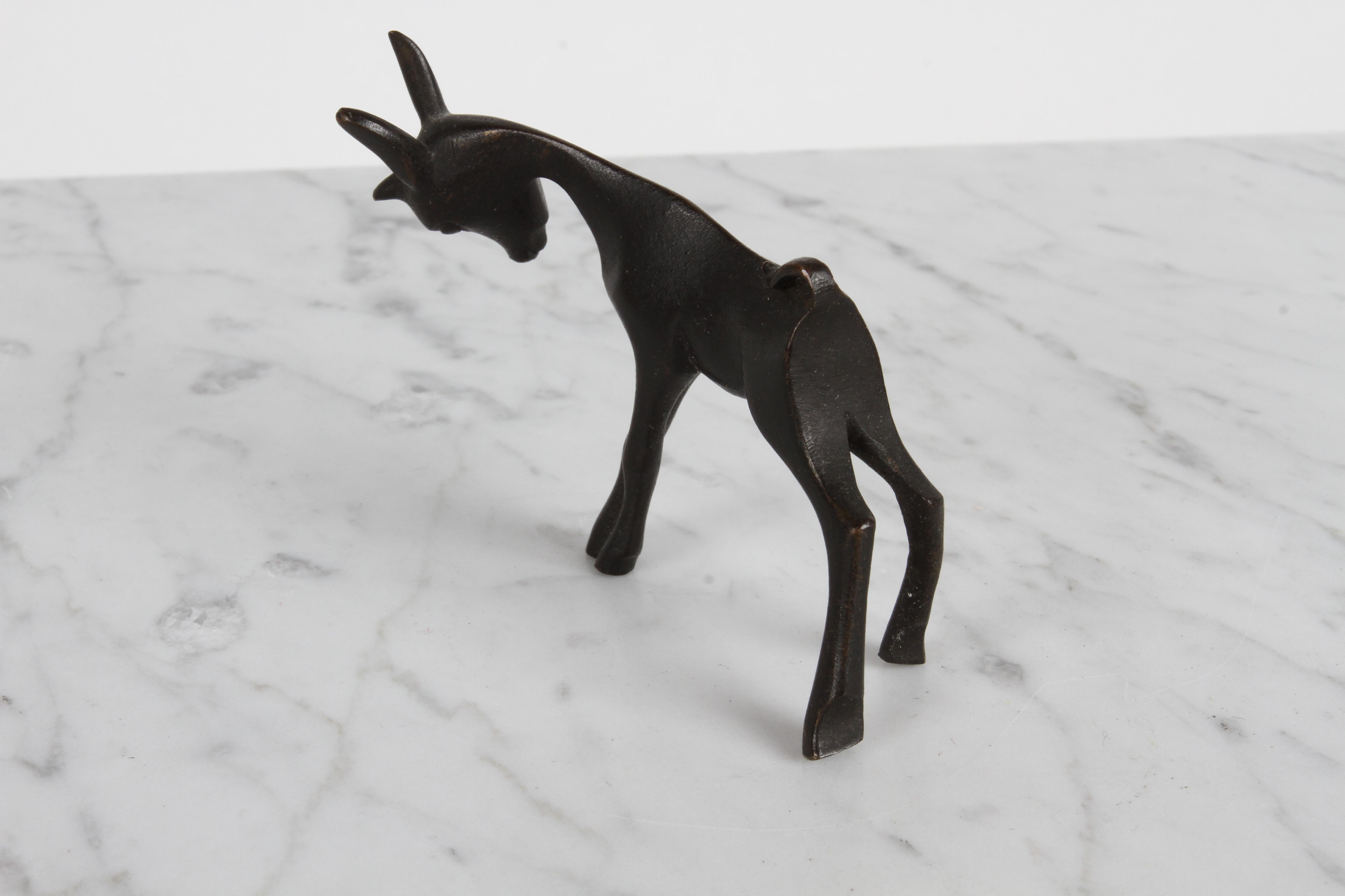 Karl Hagenauer (wHw) 1940s Wiener Werkstätte Bronze Miniature Figure of a Goat For Sale 4