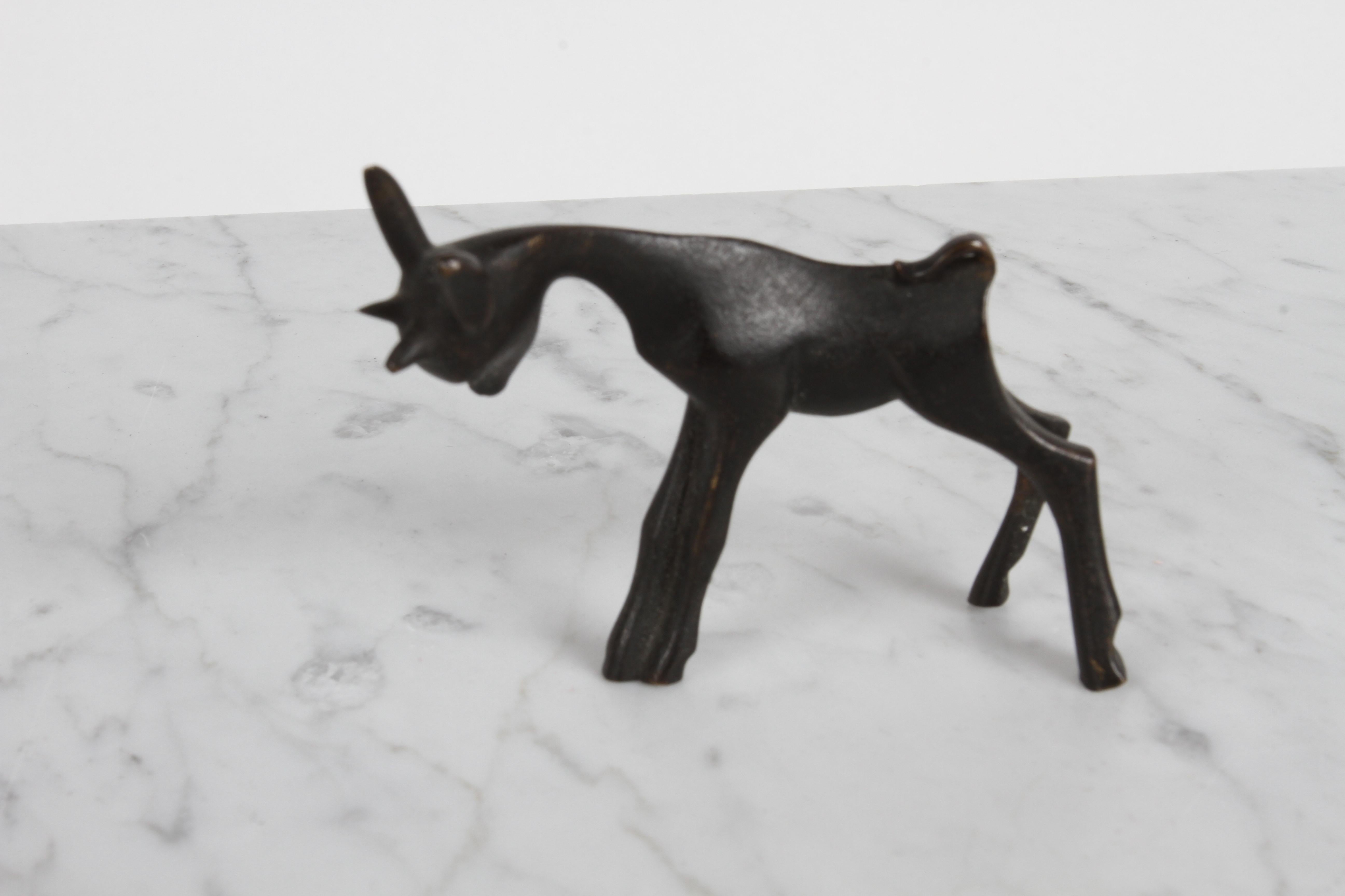 Karl Hagenauer (wHw) 1940s Wiener Werkstätte Bronze Miniature Figure of a Goat For Sale 5