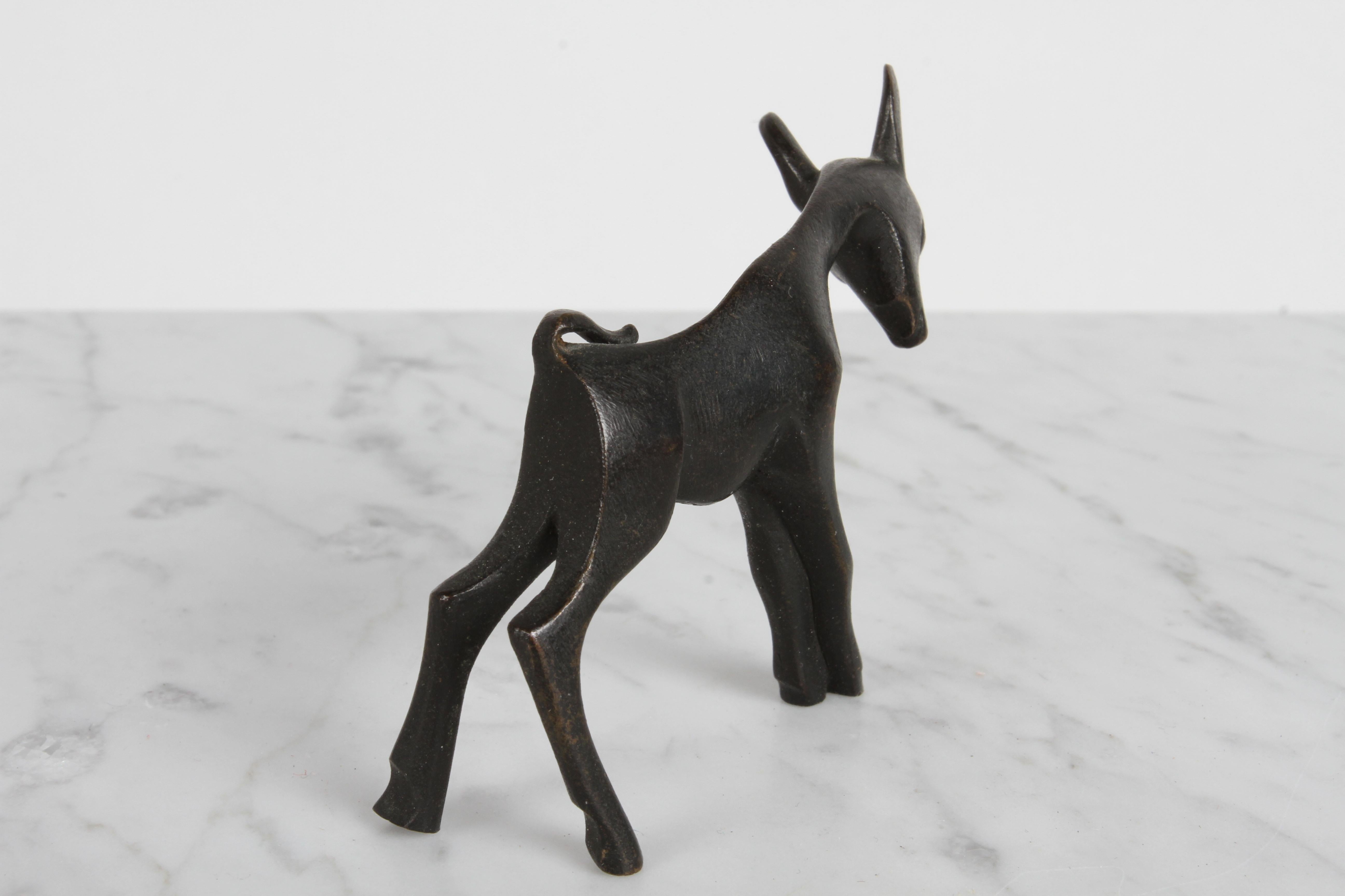 Art Deco Karl Hagenauer (wHw) 1940s Wiener Werkstätte Bronze Miniature Figure of a Goat For Sale