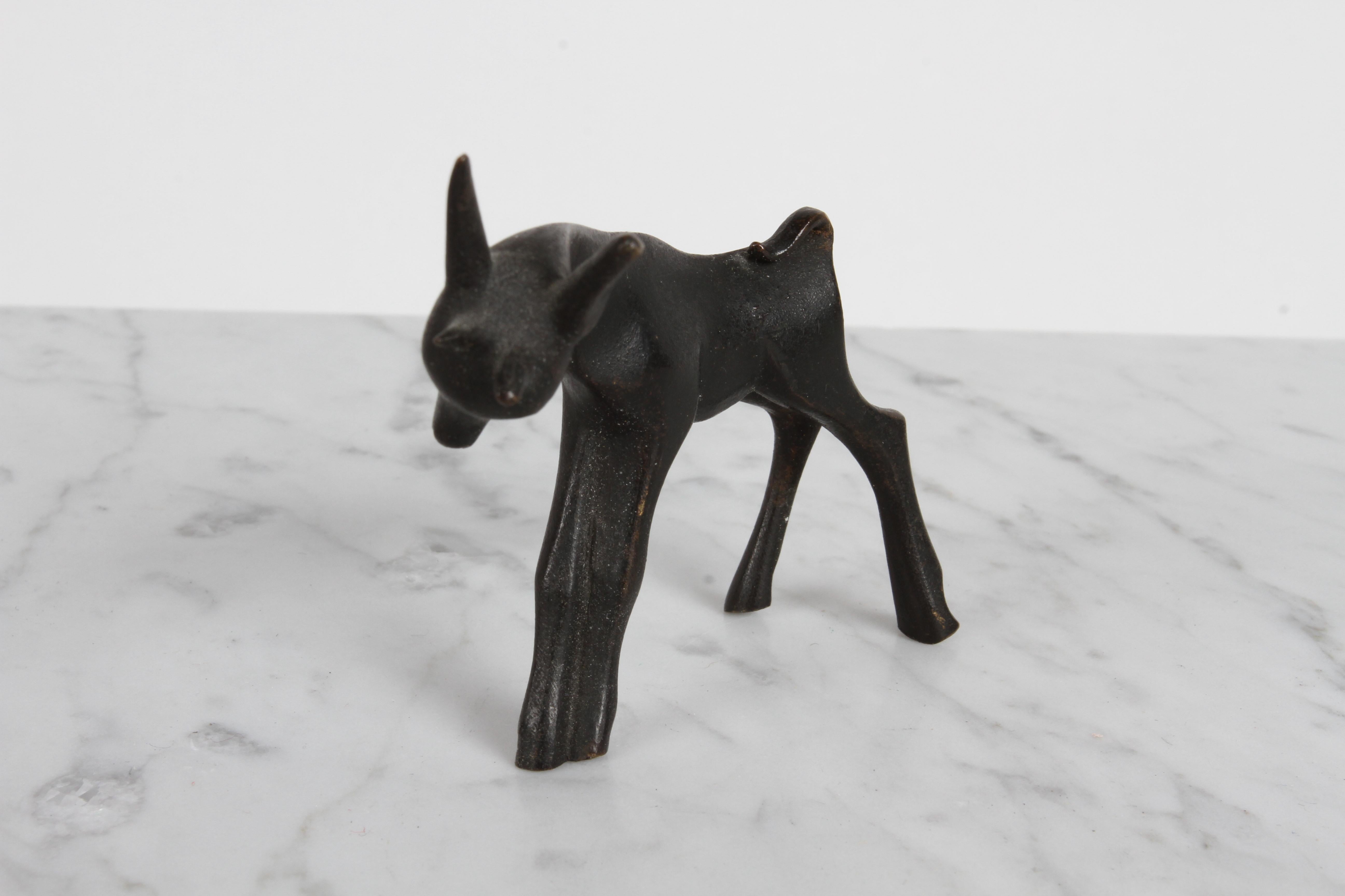 Mid-20th Century Karl Hagenauer (wHw) 1940s Wiener Werkstätte Bronze Miniature Figure of a Goat For Sale