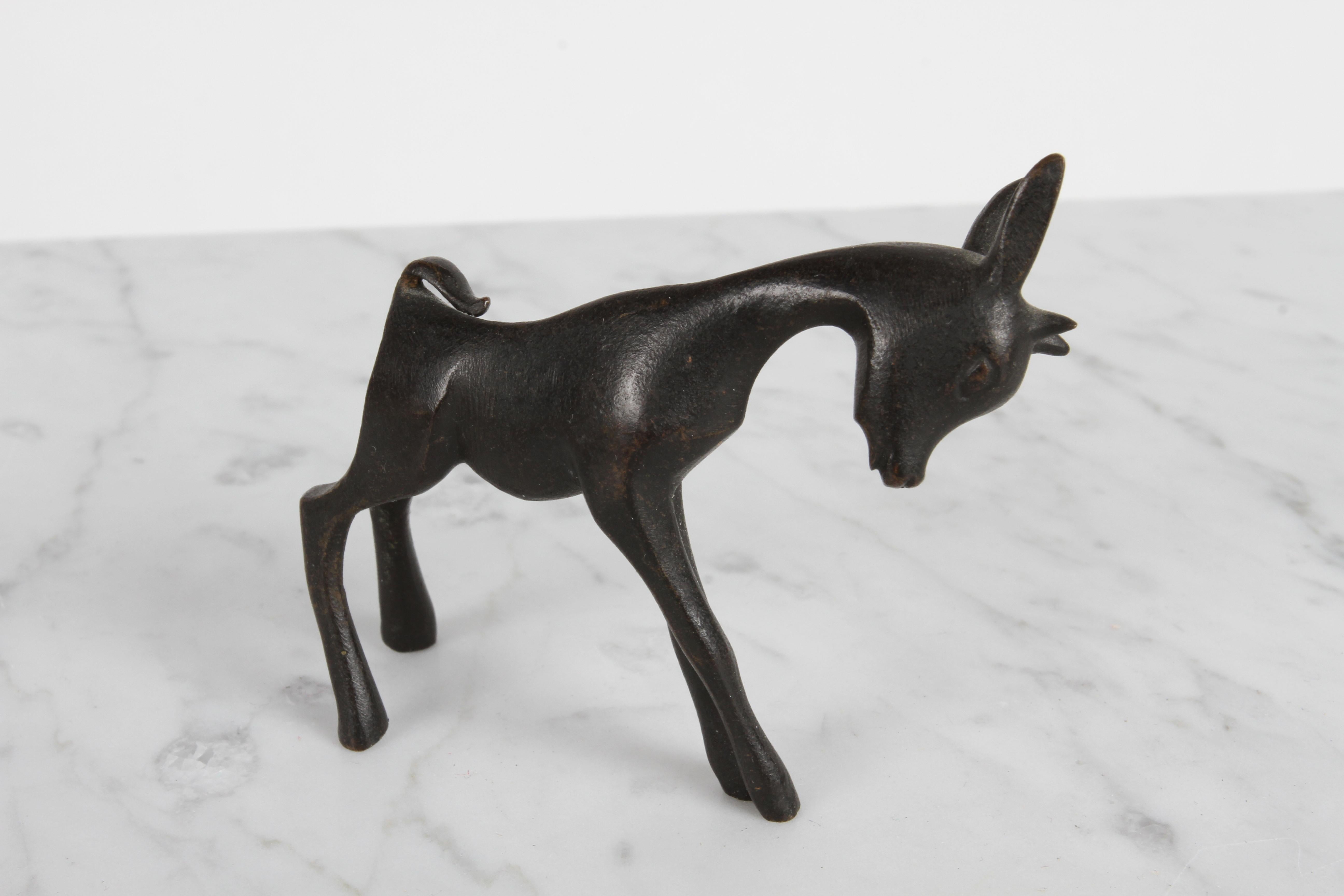 Karl Hagenauer (wHw) 1940s Wiener Werkstätte Bronze Miniature Figure of a Goat For Sale 2