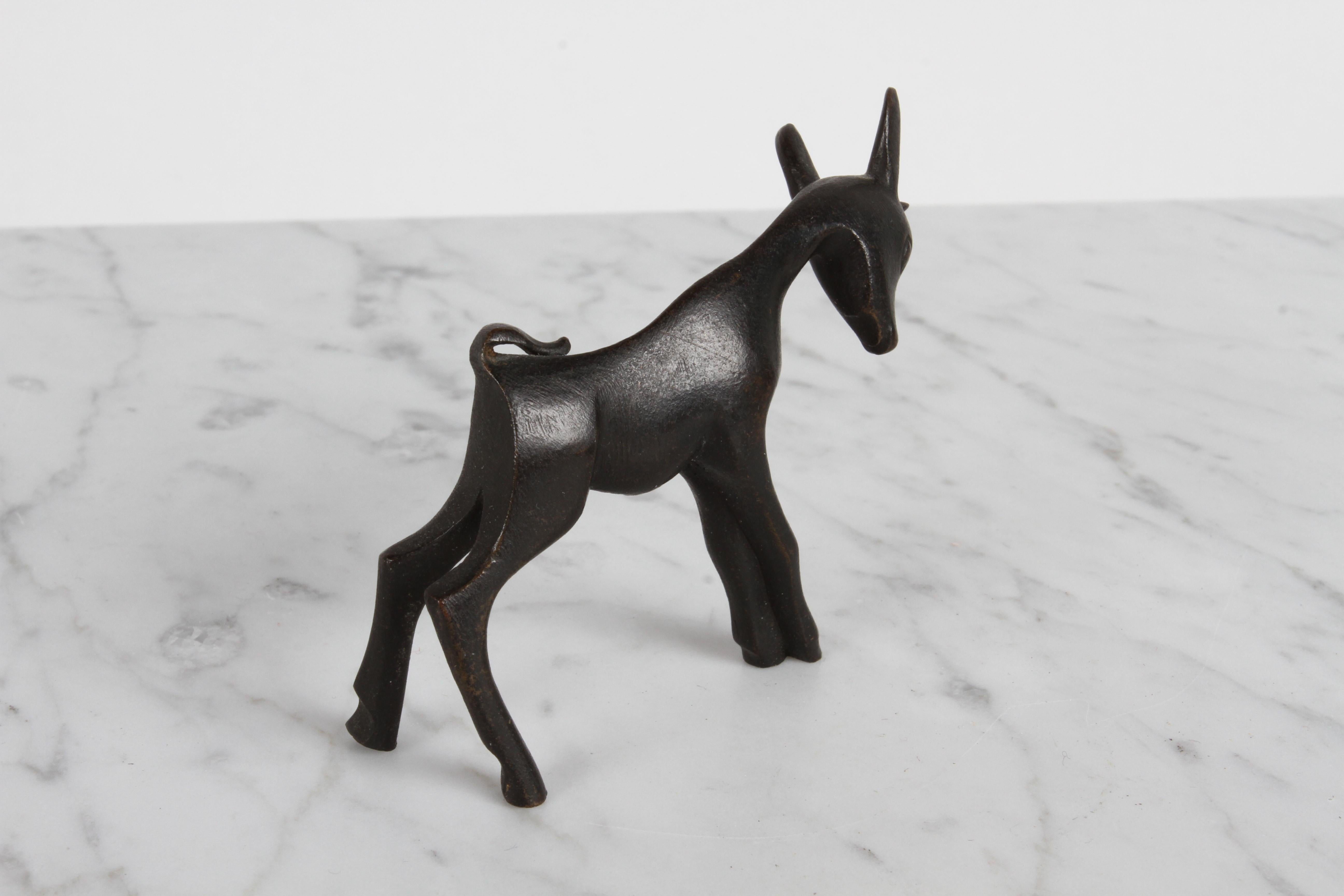 Karl Hagenauer (wHw) 1940s Wiener Werkstätte Bronze Miniature Figure of a Goat For Sale 3