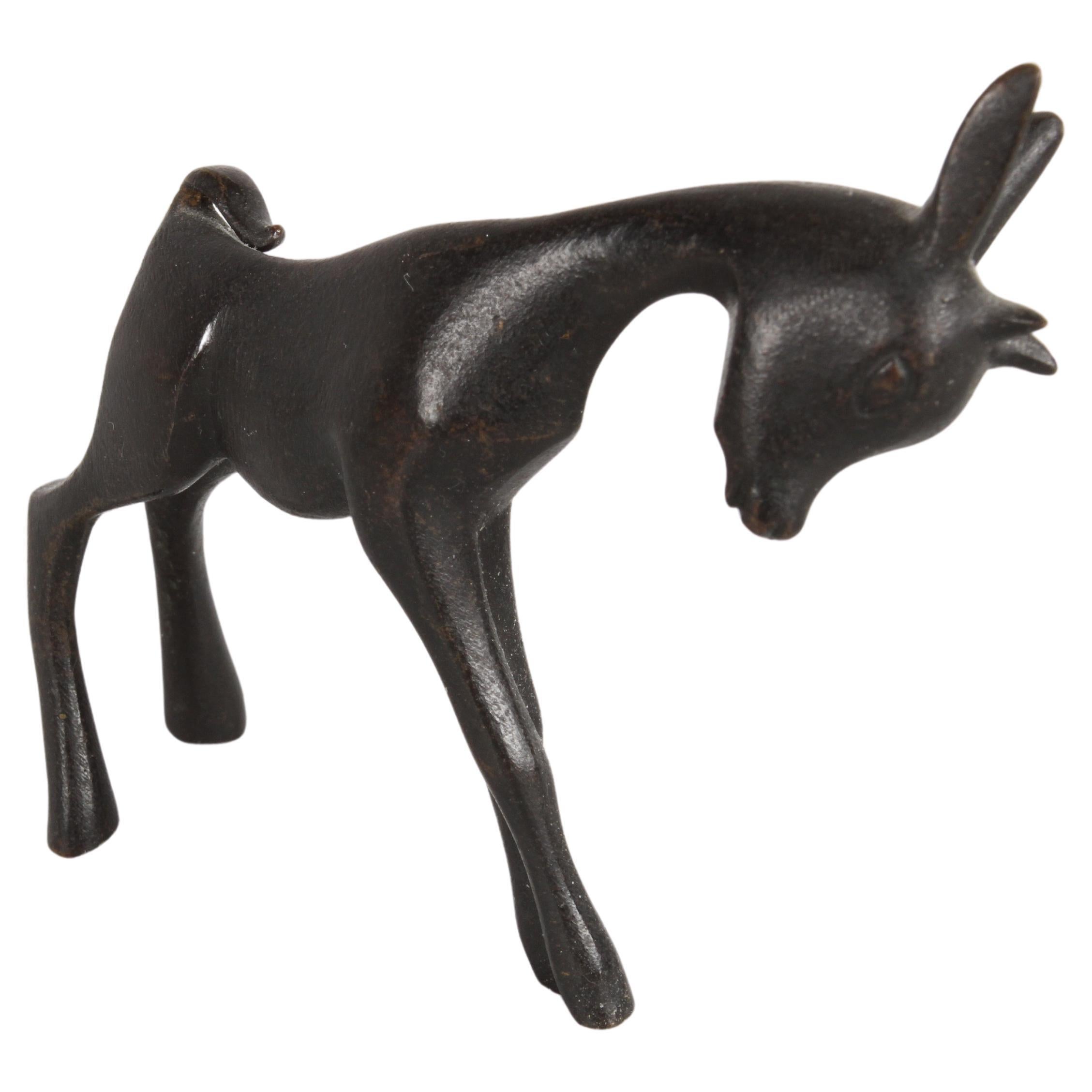 Karl Hagenauer (wHw) 1940s Wiener Werkstätte Bronze Miniature Figure of a Goat For Sale