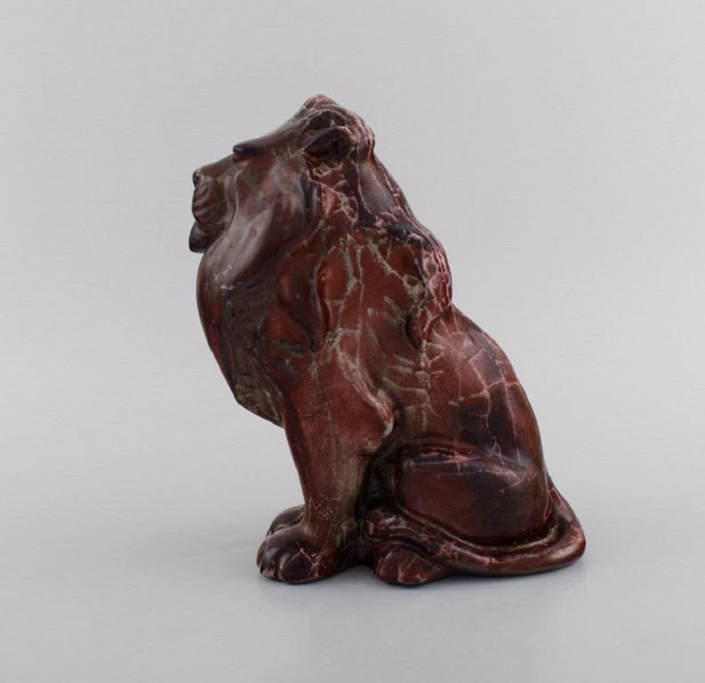 Danish Karl Hansen Reistrup for Kähler, Very Rare Lion in Glazed Stoneware For Sale