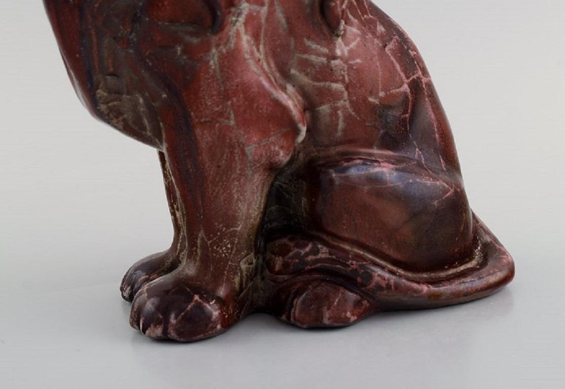 Late 19th Century Karl Hansen Reistrup for Kähler, Very Rare Lion in Glazed Stoneware For Sale