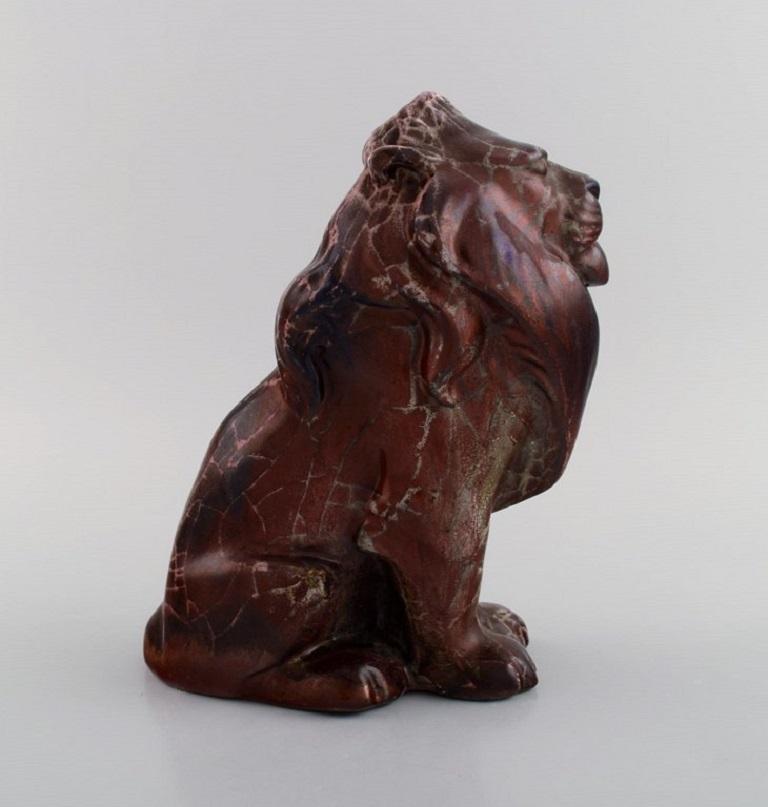 Karl Hansen Reistrup for Kähler, Very Rare Lion in Glazed Stoneware For Sale 4