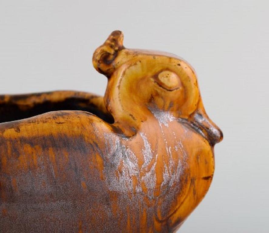 Swedish Karl Hansen Reistrup for Kähler, Antique Bowl in Glazed Ceramics with Ducks