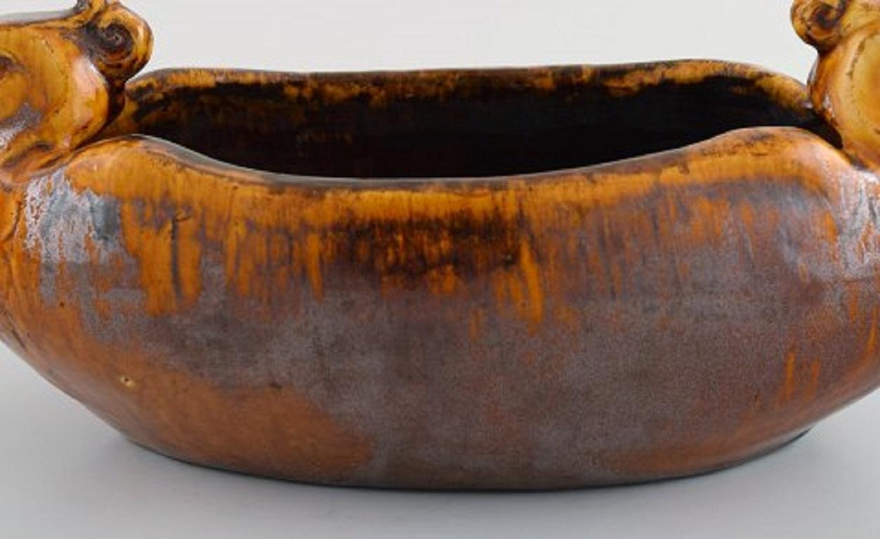 Late 20th Century Karl Hansen Reistrup for Kähler, Antique Bowl in Glazed Ceramics with Ducks