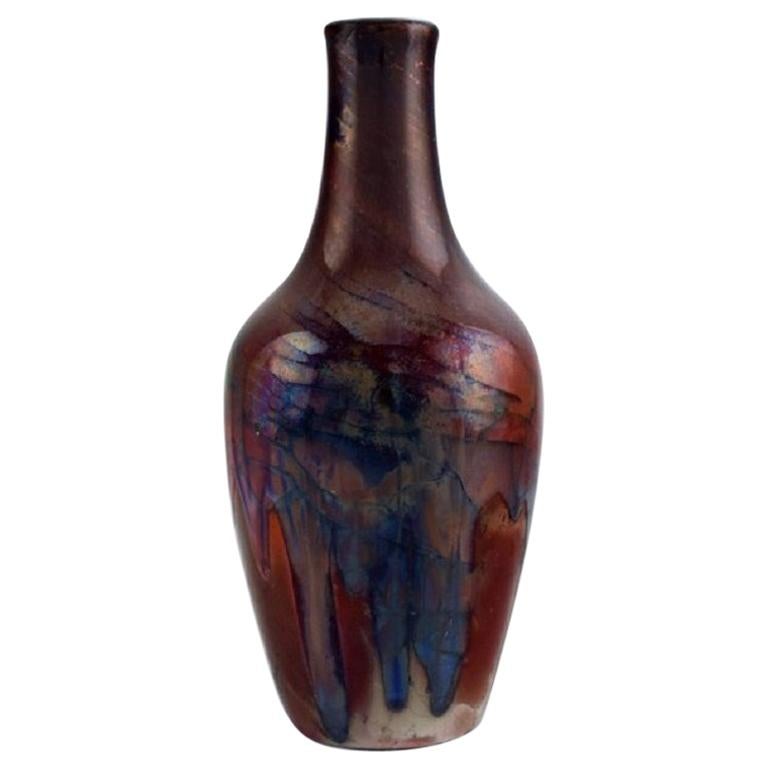 Vase ancien en céramique émaillée Karl Hansen Reistrup pour Khler, années 1890