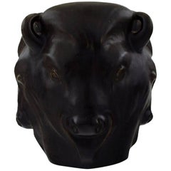 Karl Hansen Reistrup for Kähler, Bulls Heads, Pottery Vase, Bull Vase
