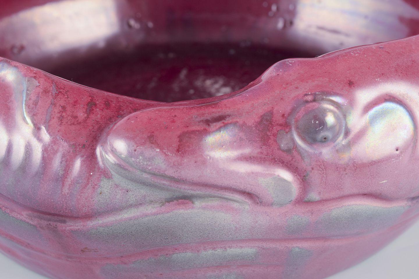 Karl Hansen Reistrup for Kähler. Ceramic bowl with fish in relief. 1890s In Excellent Condition For Sale In Copenhagen, DK