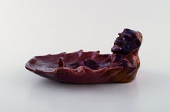 Karl Hansen Reistrup for Kähler, Rare Dish with Grotesque, 1890s