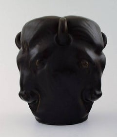 Karl Hansen Reistrup for Kähler, Bulls Heads, Pottery Vase, Bull Vase