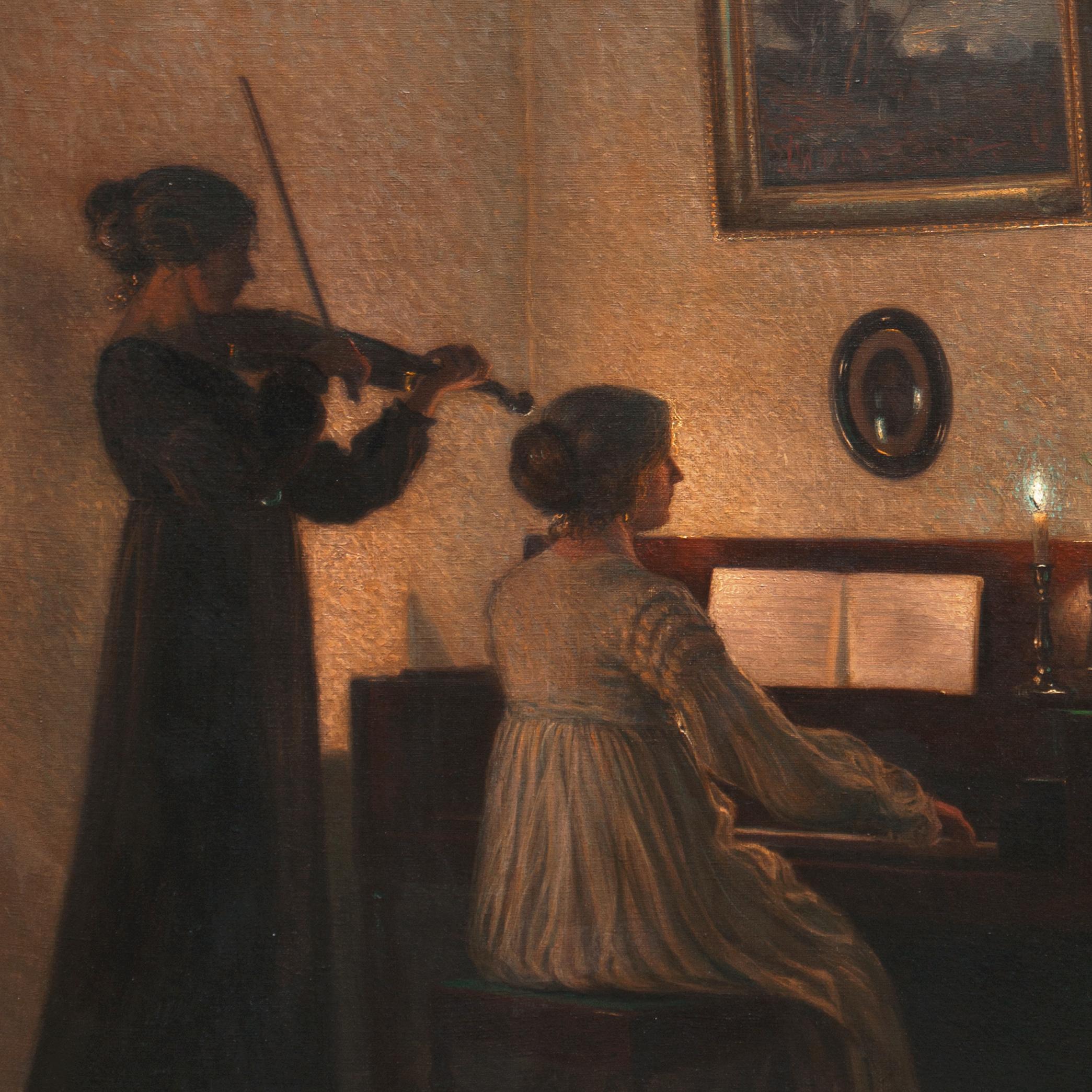 'Piano And Violin Recital', Paris Salon, Royal Academy, Still Life of Tulips - Painting by Karl Harald Alfred Broge