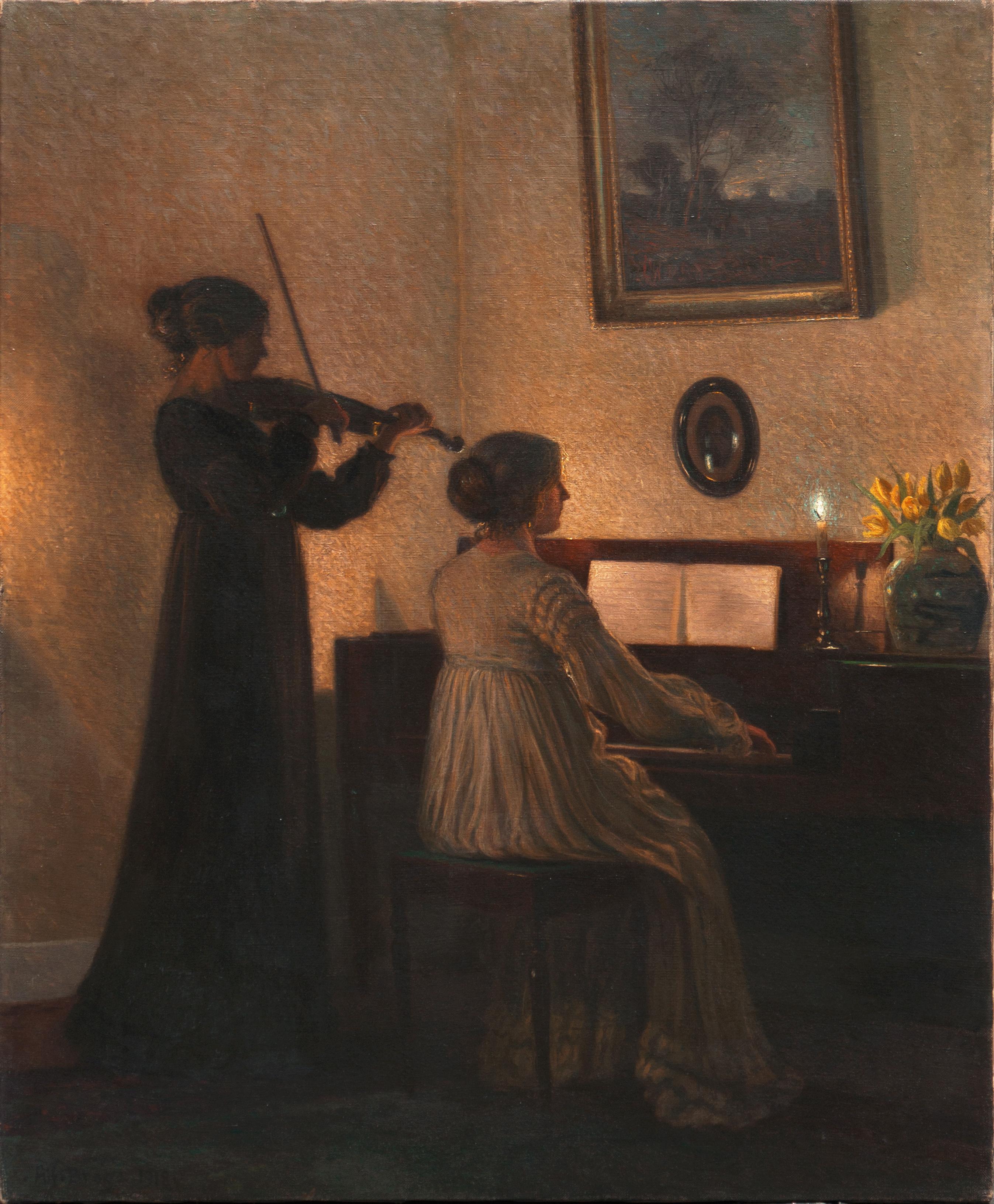 'Piano And Violin Recital', Paris Salon, Royal Academy, Still Life of Tulips