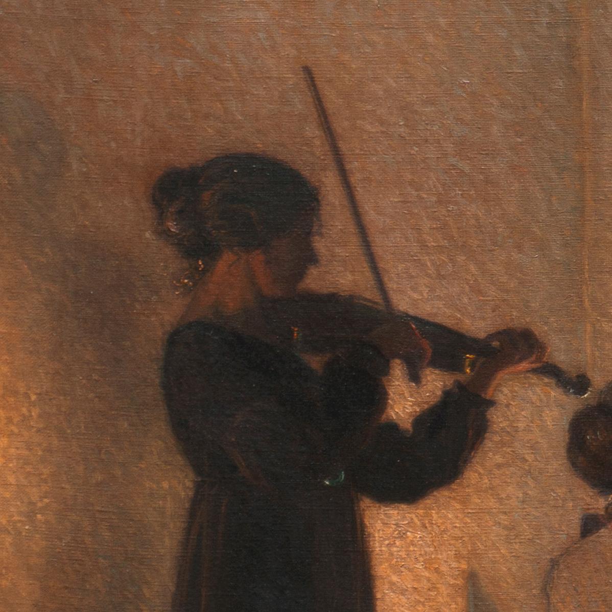 „Piano und Violine Recital“, Pariser Salon, Königliche Akademie, Stillleben mit Tulpen (Akademisch), Painting, von Karl Harald Alfred Broge
