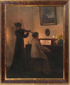 „Piano und Violine Recital“, Pariser Salon, Königliche Akademie, Stillleben mit Tulpen