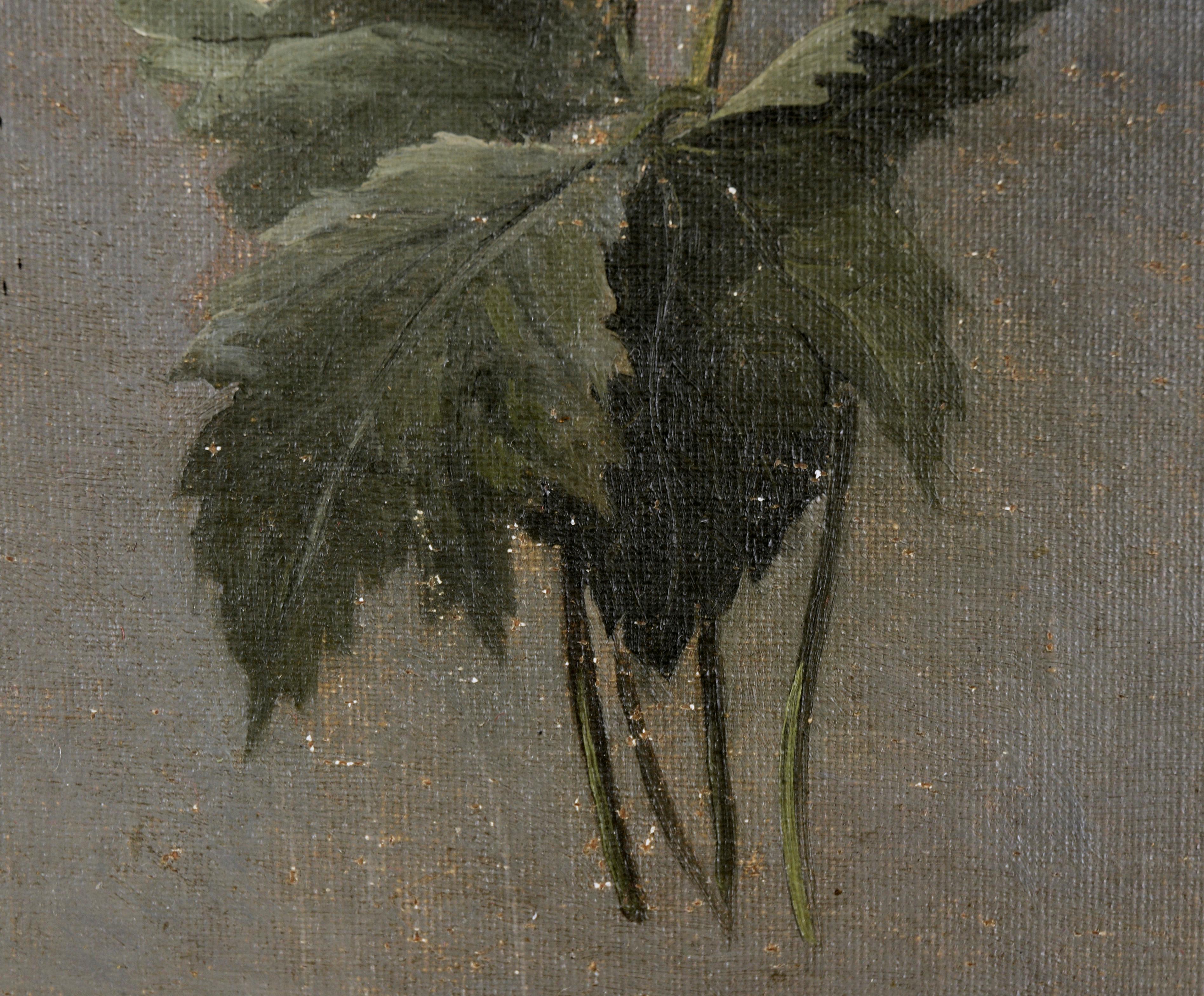 Poppy and Anemone Still Life Floral Study in Oil on Linen - Brown Still-Life Painting by Karl Harald Alfred Broge