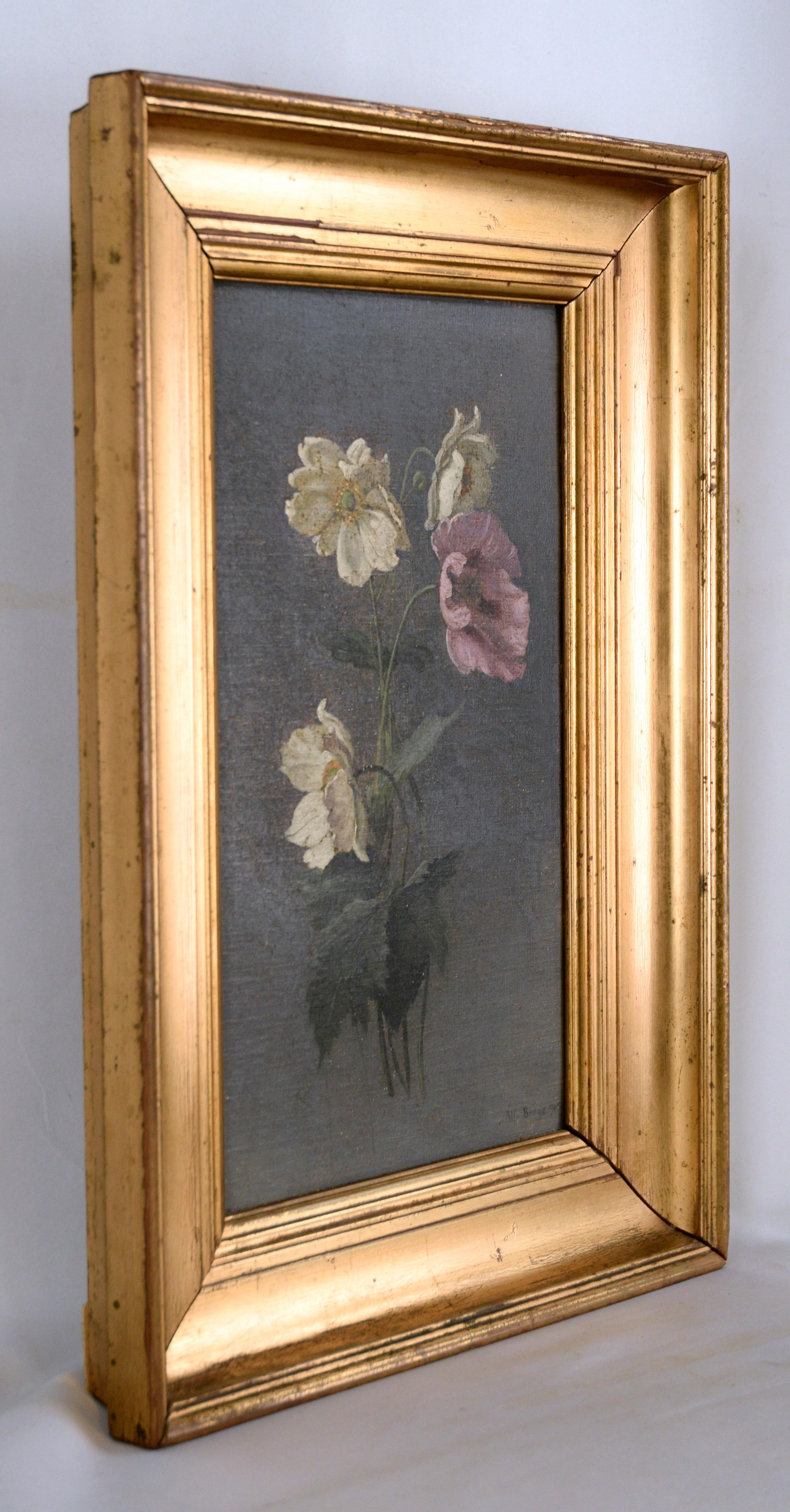 Poppy and Anemone Still Life Floral Study in Oil on Linen For Sale 1