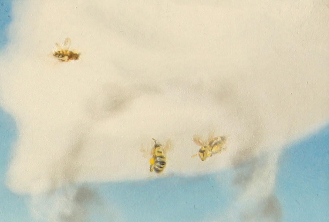 Bee Smoker, surrealistisches pastorales Ölgemälde – Painting von Karl Hartman