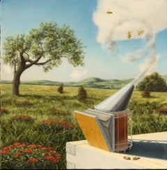 Bee Smoker, peinture à l'huile pastorale surréaliste