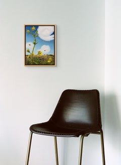 Bees and Compass Flowers, Surreal Prairie Landscape Oil Painting, 16 x 12 in