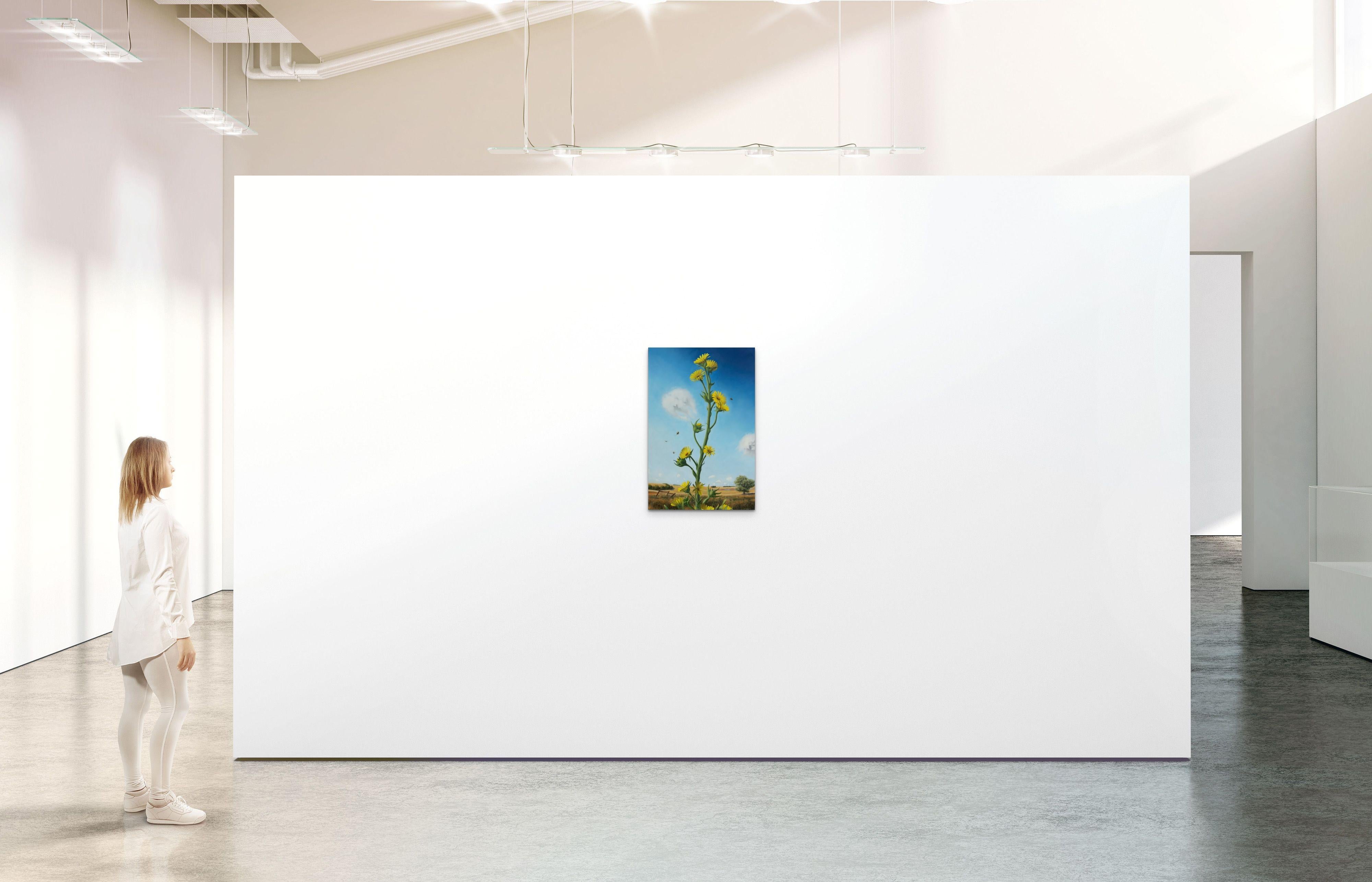 Fleur de boussole sur la rivière Cimarron, peinture à l'huile pastorale surréaliste - Réalisme américain Painting par Karl Hartman