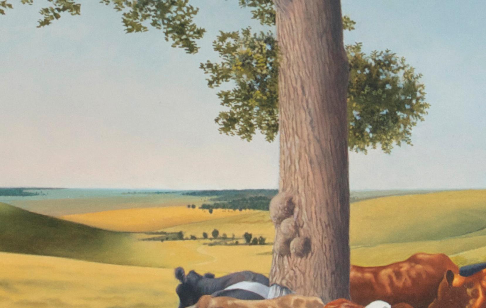 Vacas y cuervos, óleo pastoral realista 2