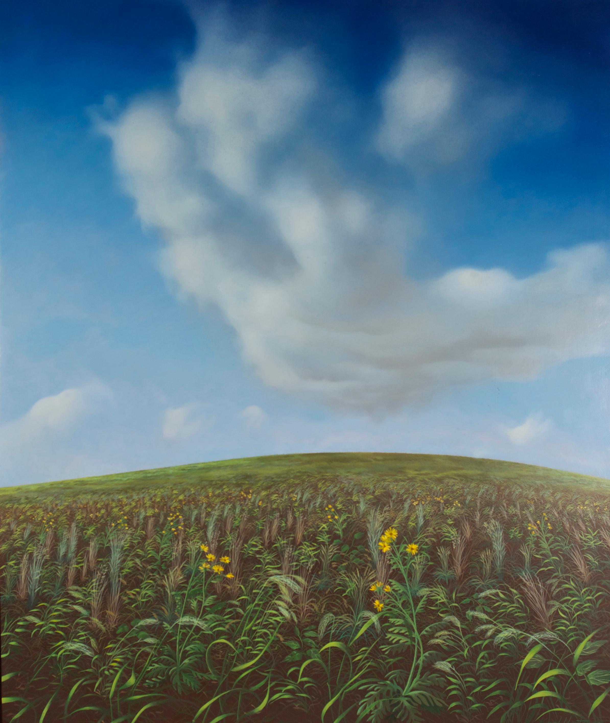 Drifting Cumulus, surrealist pastoral oil painting