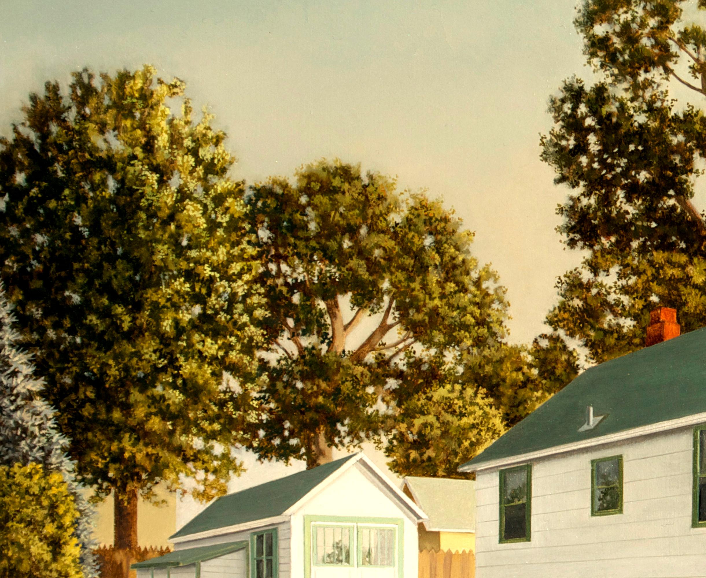 Early Morning Sun, 2022, oil on aluminum panel, surrealist pastoral oil painting - American Realist Painting by Karl Hartman