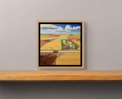 Panhandle, Pequeña Pintura de Paisaje Vista Aérea, Llanuras, Realista Americano