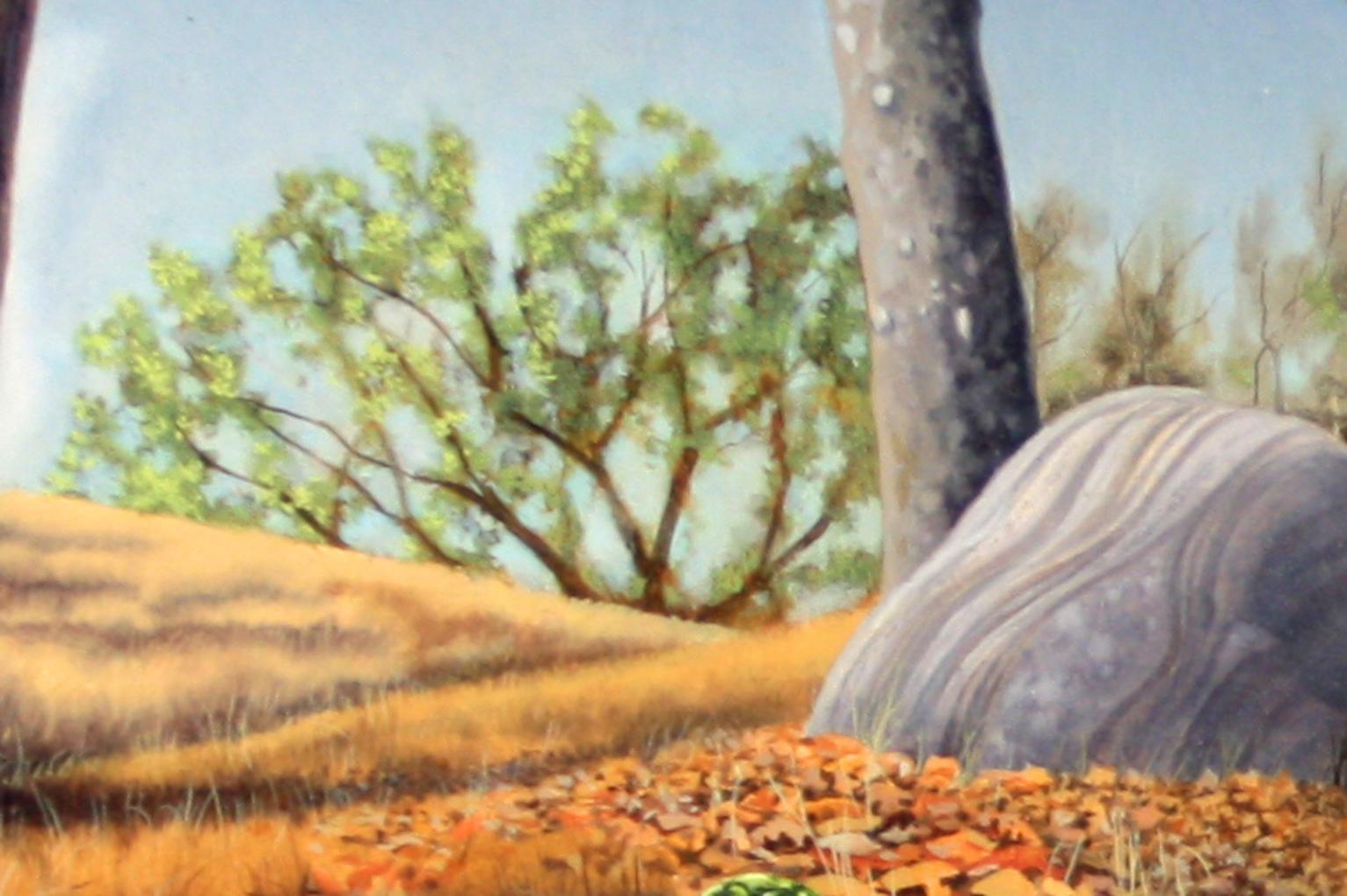 Reflets de fougères,  Nature luxuriante Forêt Boisée Paysage Près d'un lac - Marron Landscape Painting par Karl Hartman